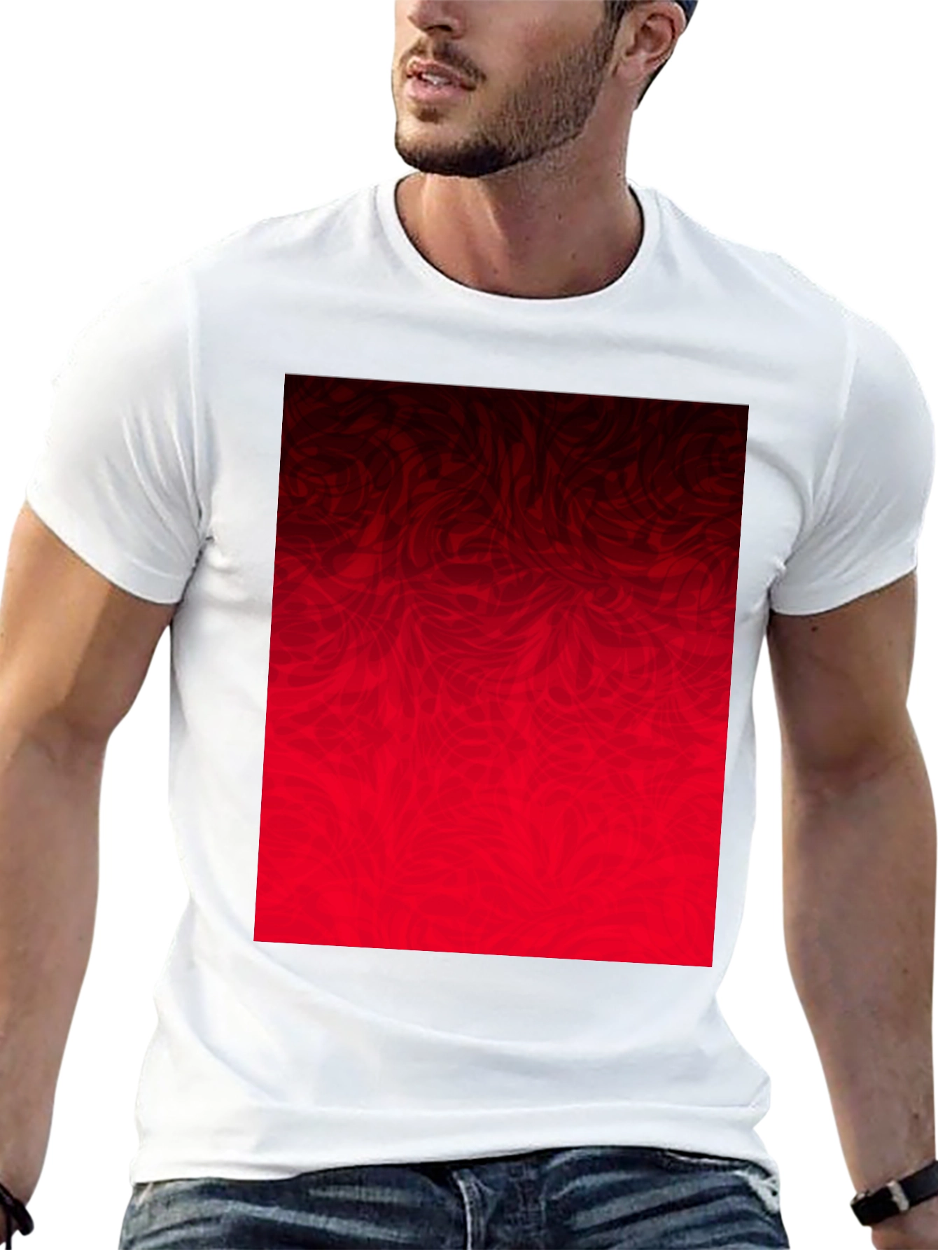 Abstract Red Graphic Print Black T-Shirt