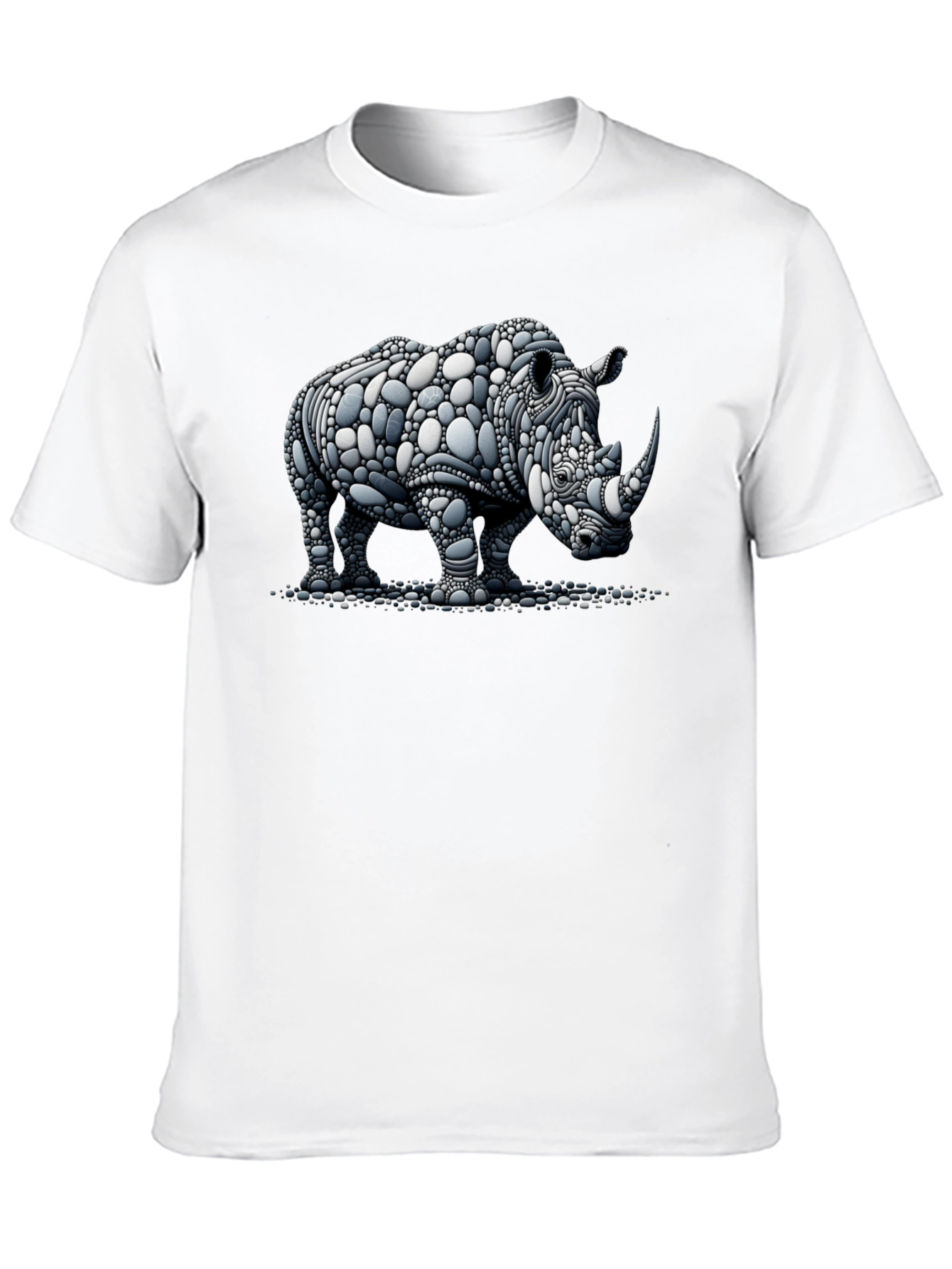 Rhinoceros Stone Art Graphic Black T-Shirt