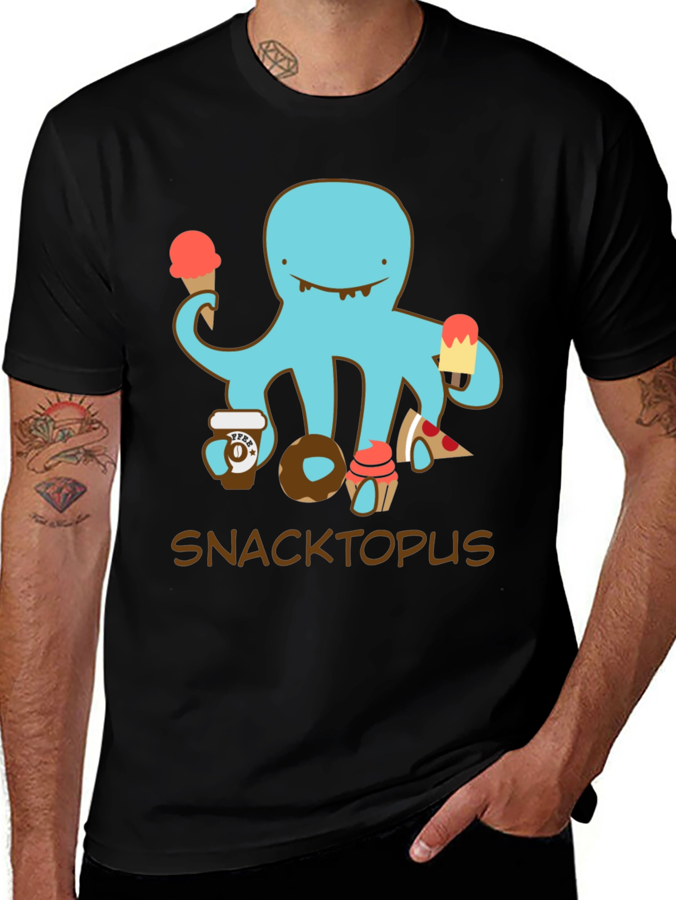 Snacktopus Graphic T-Shirt - Funny Octopus Tee