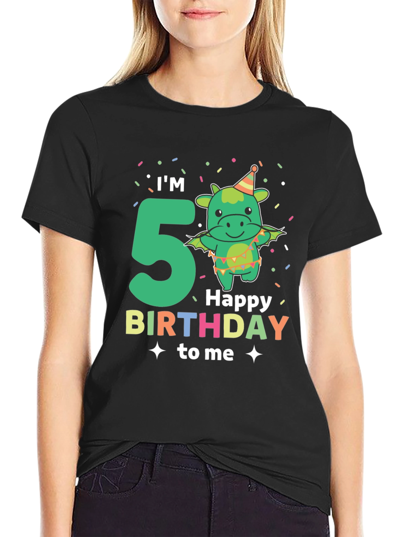 Im 5 Happy Birthday To Me Black T-Shirt