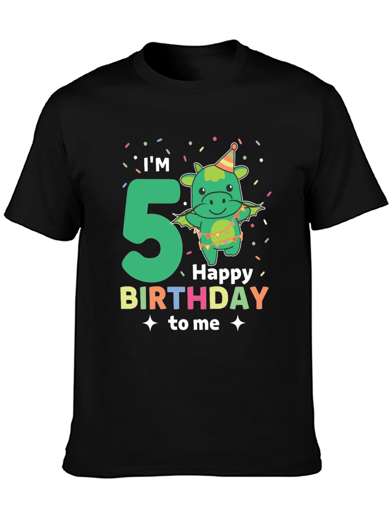 Im 5 Happy Birthday To Me Black T-Shirt