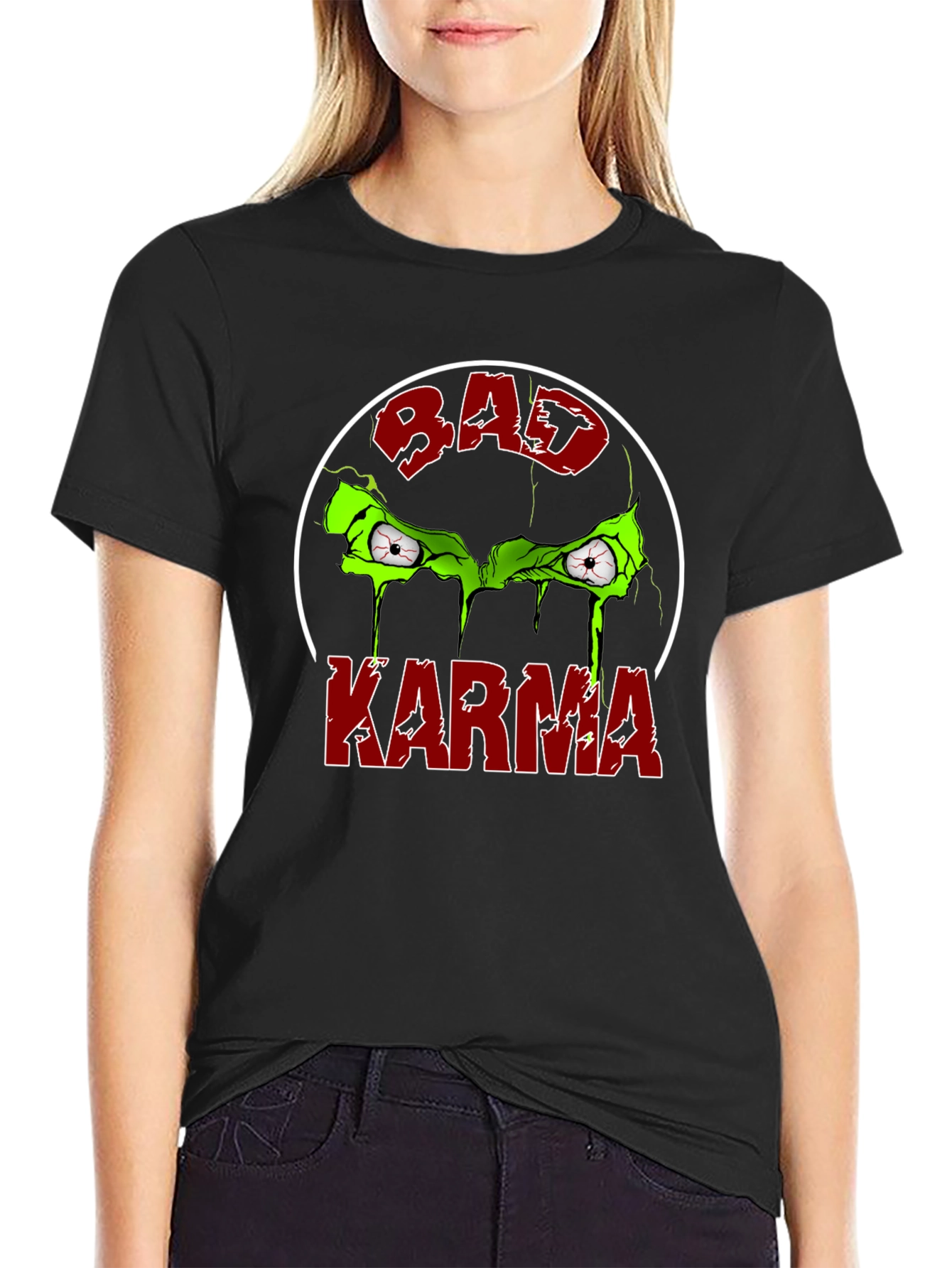 Bad Karma Graphic Tee - Round Design T-Shirt