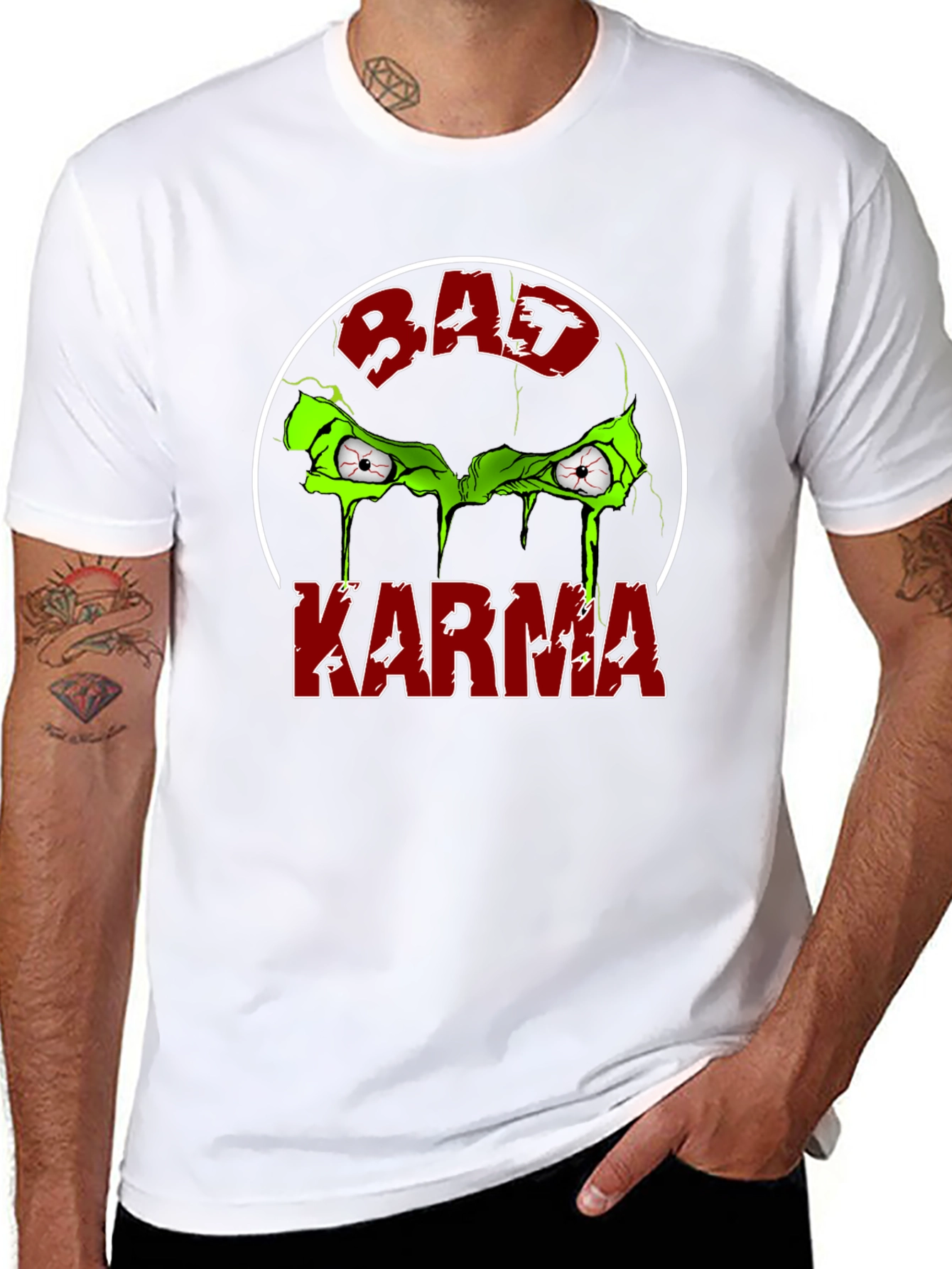 Bad Karma Graphic Tee - Round Design T-Shirt