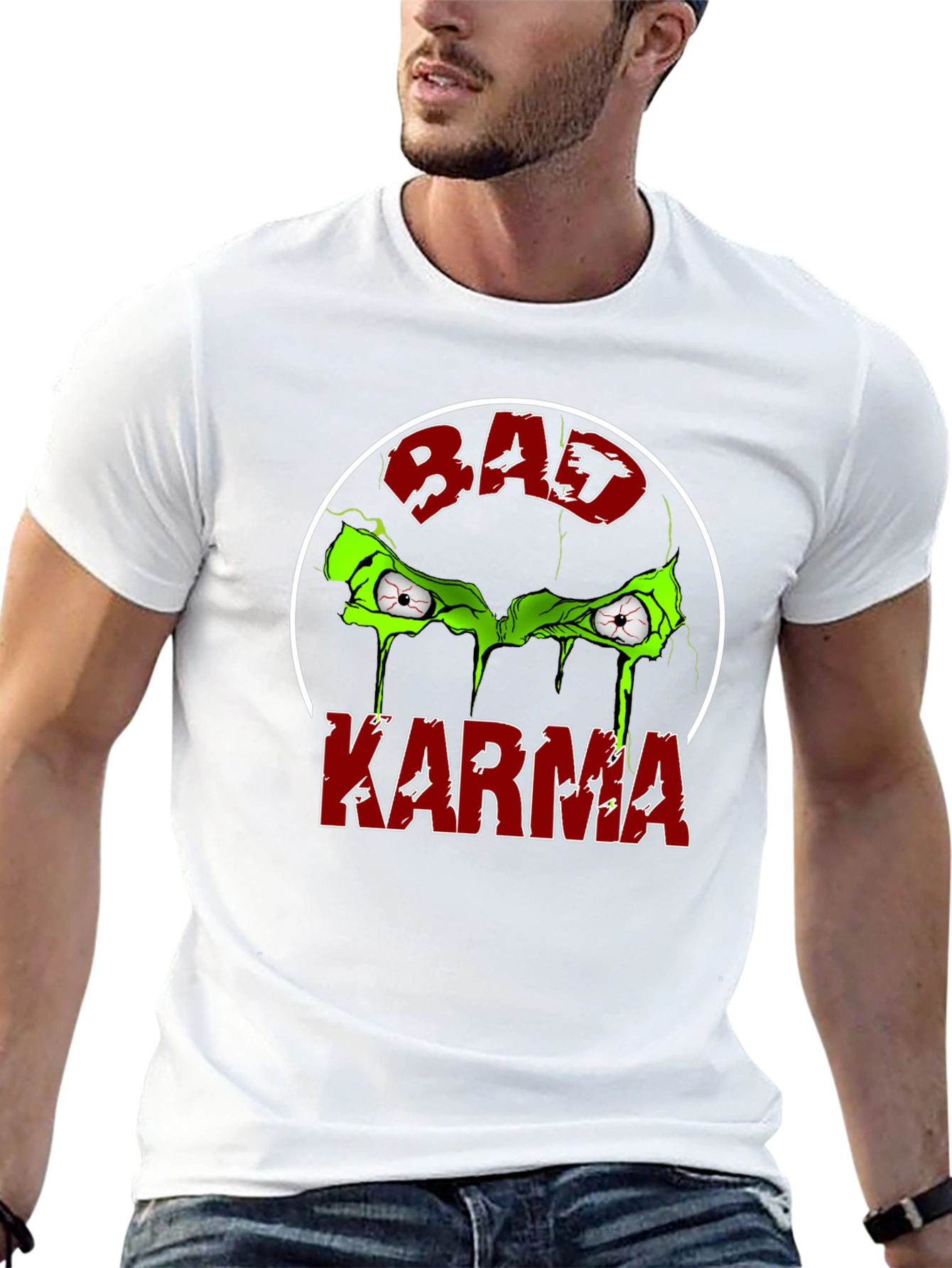 Bad Karma Graphic Tee - Round Design T-Shirt