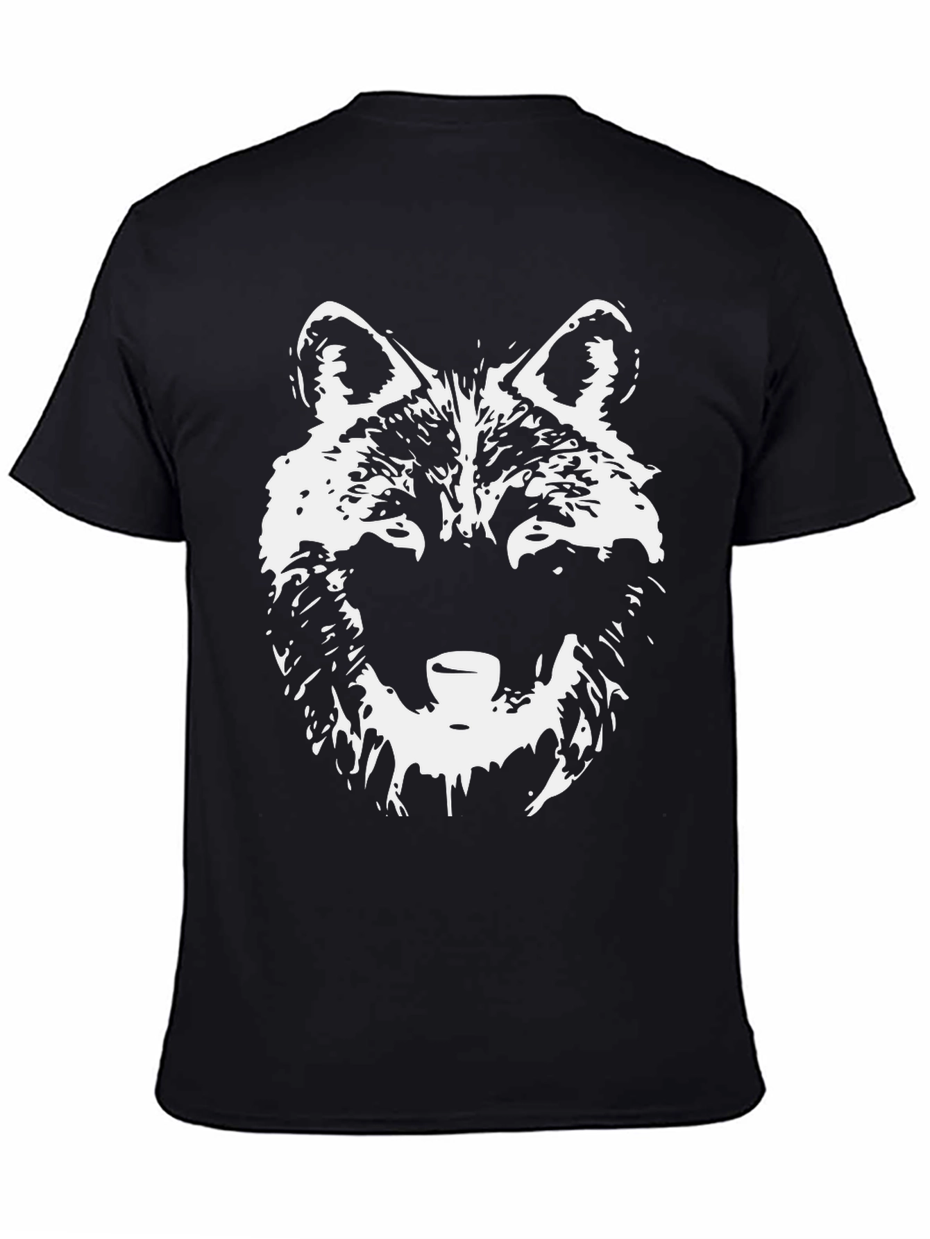 Wolf Graphic Tee - Black Crew Neck T-Shirt