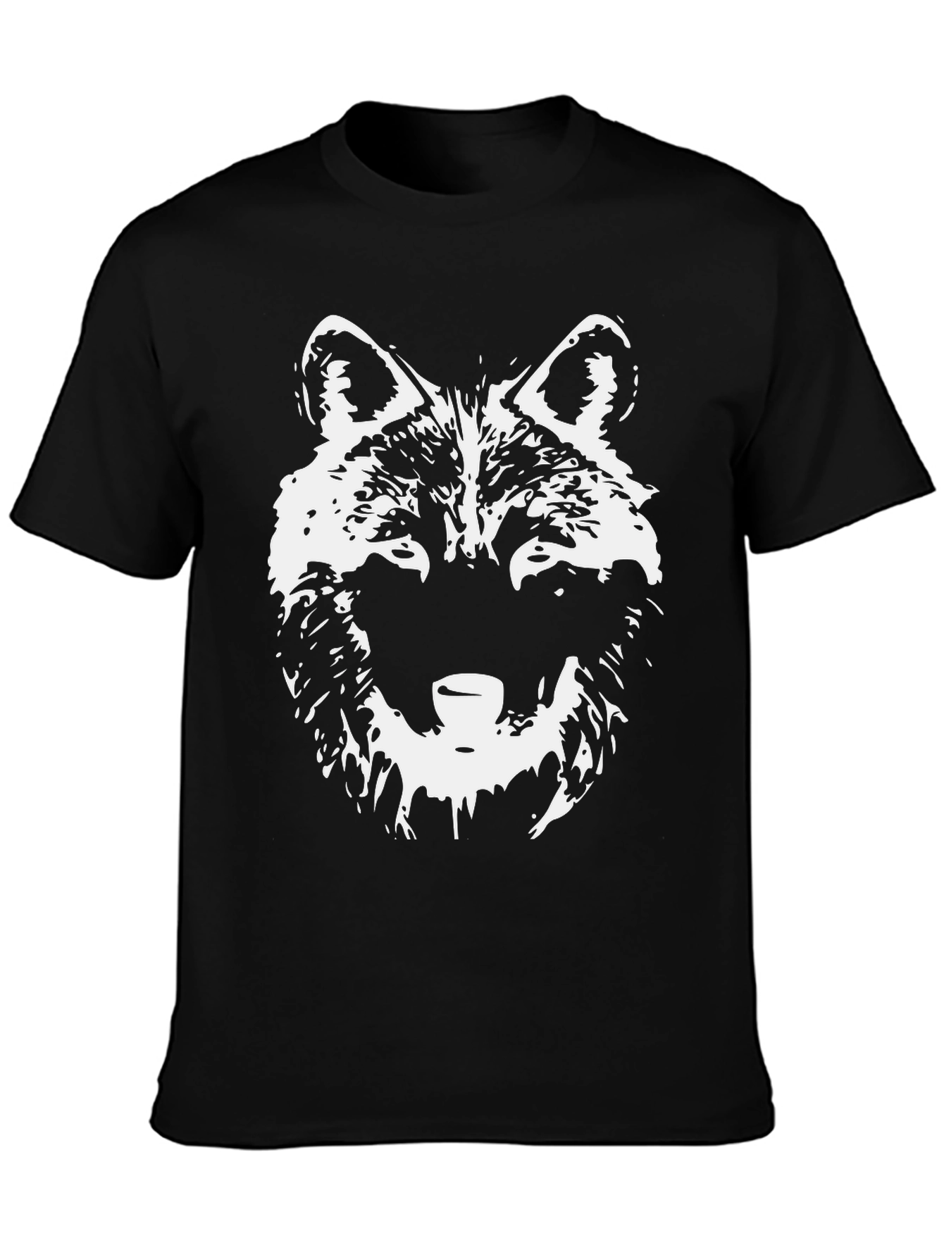 Wolf Graphic Tee - Black Crew Neck T-Shirt