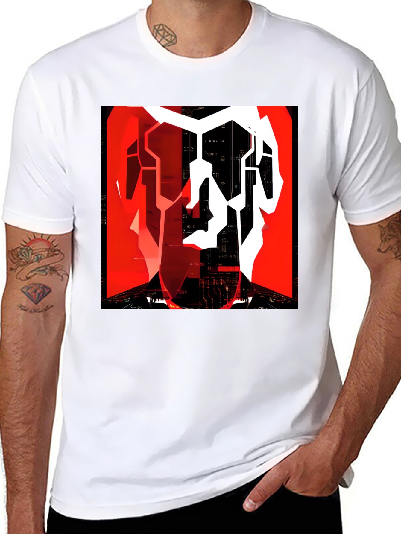 Abstract Geometric Graphic Tee - Modern Streetwear