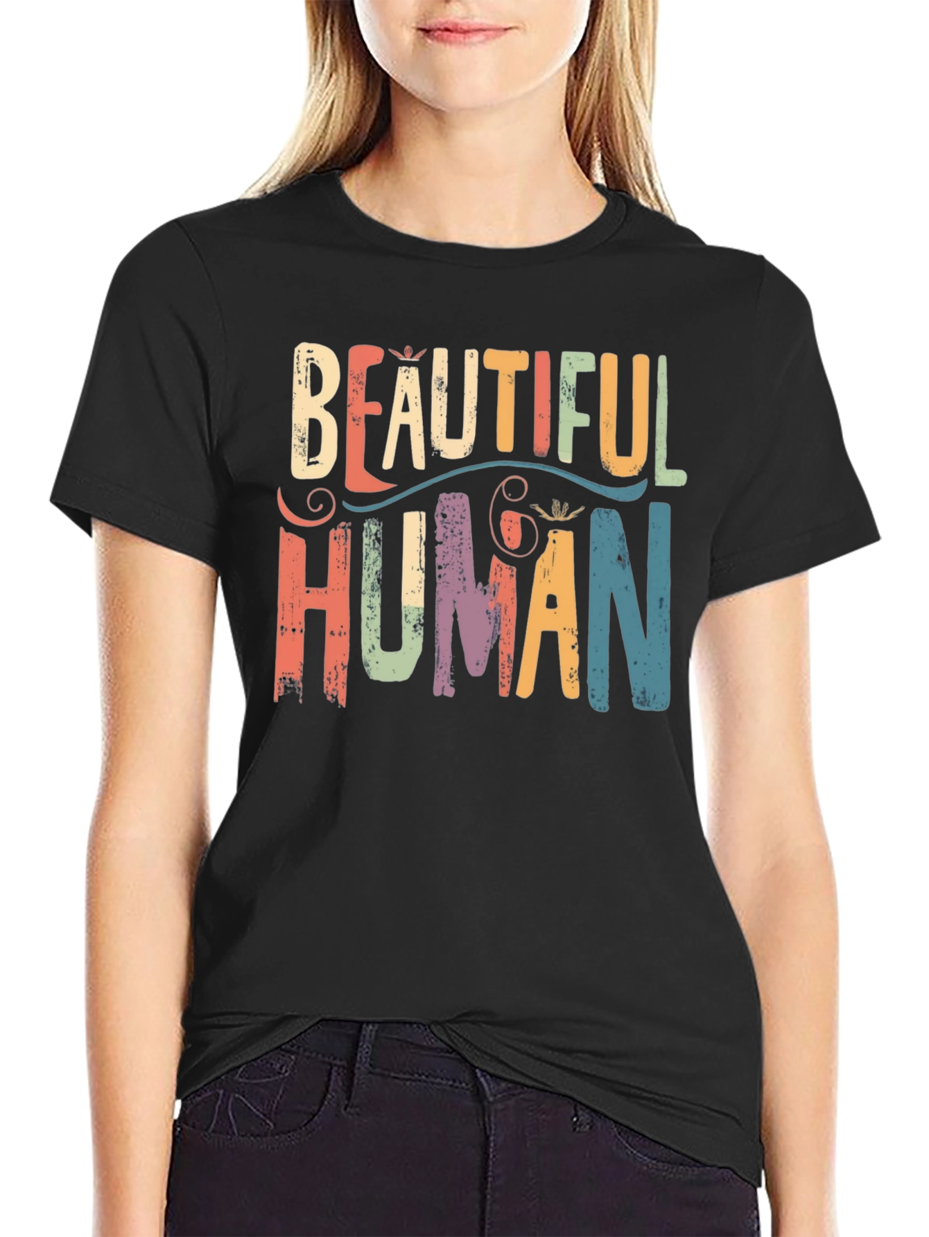 Beautiful Human Graphic Tee - Positive Message T-Shirt