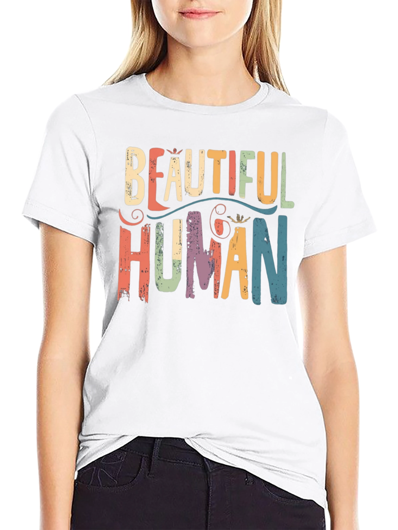 Beautiful Human Graphic Tee - Positive Message T-Shirt