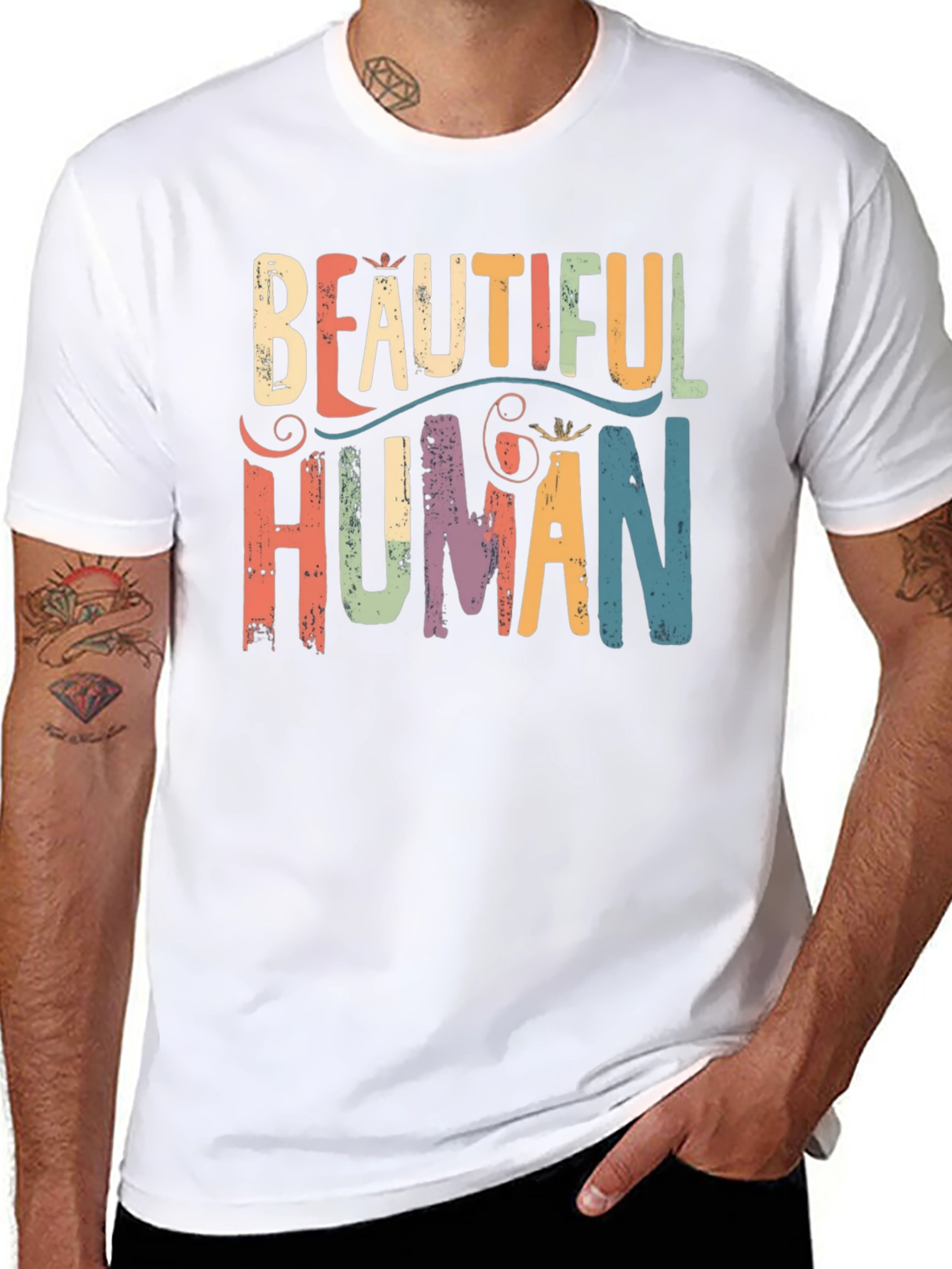 Beautiful Human Graphic Tee - Positive Message T-Shirt