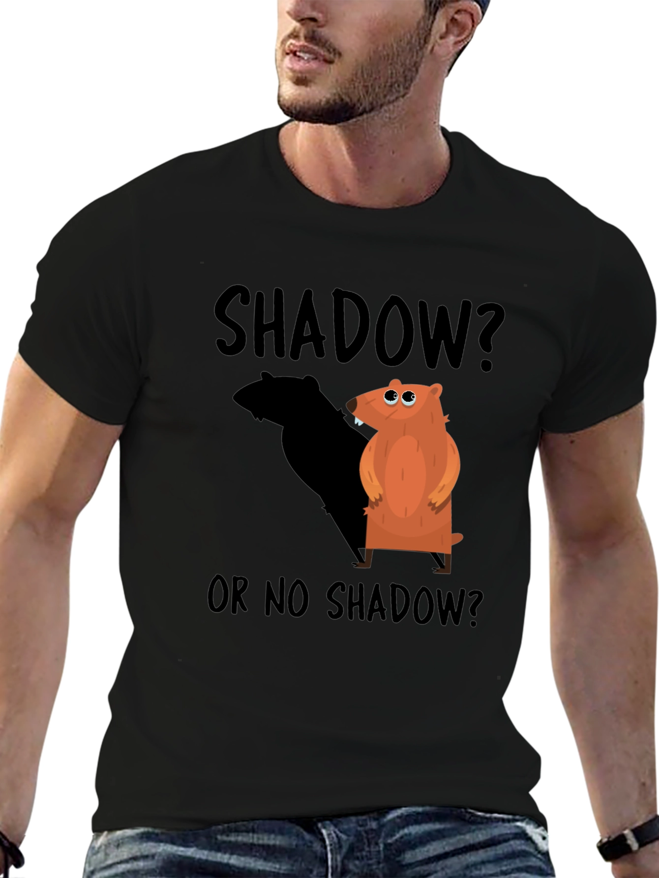 Shadow Groundhog Day Black T-Shirt