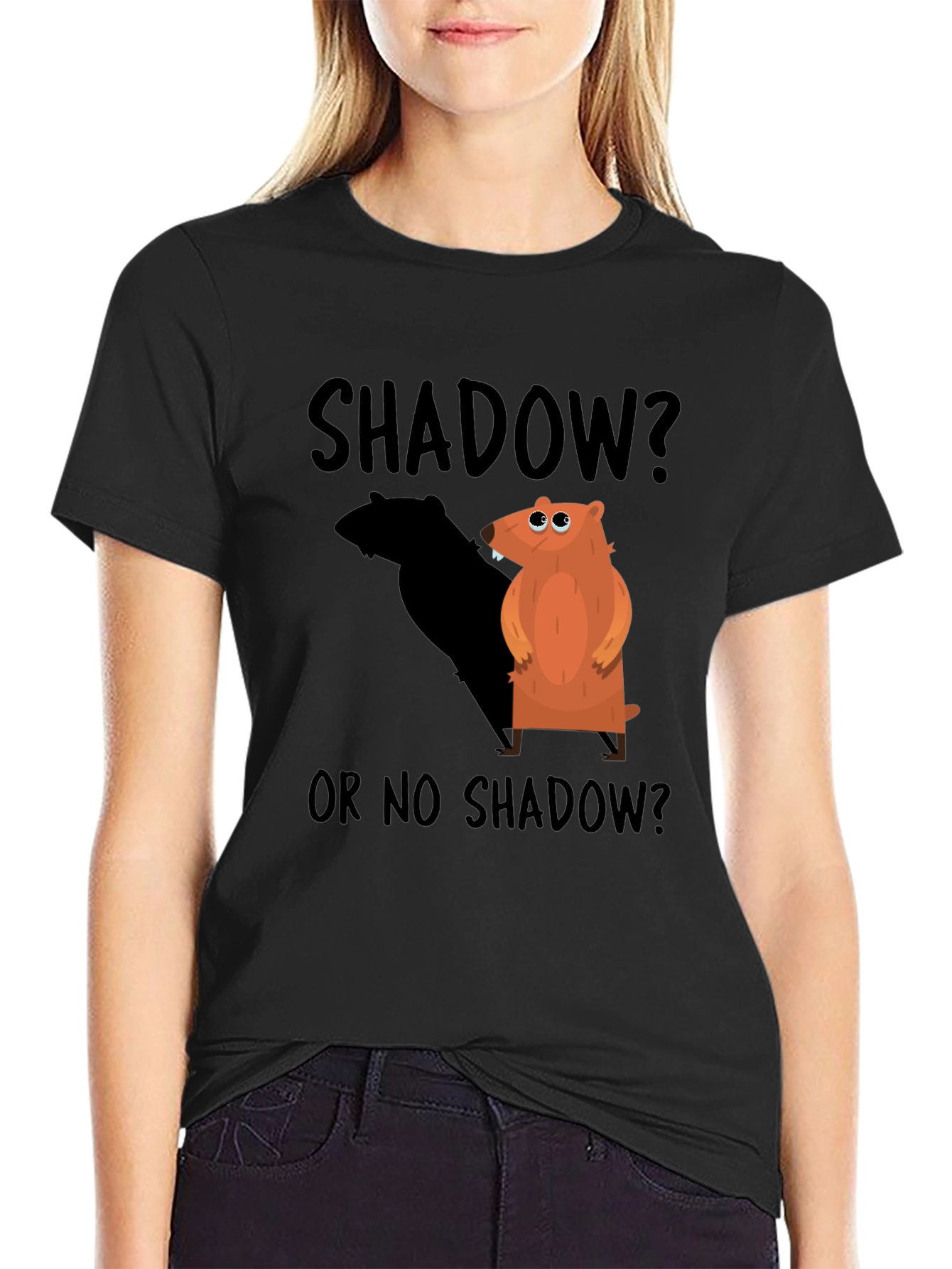 Shadow Groundhog Day Black T-Shirt