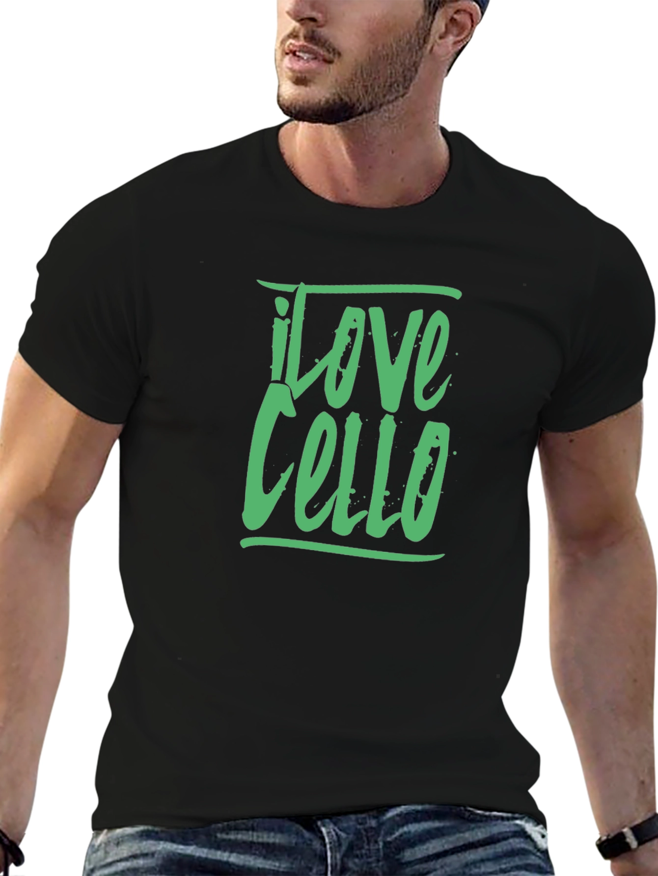 I Love Cello Graphic Tee - Black Cotton T-Shirt