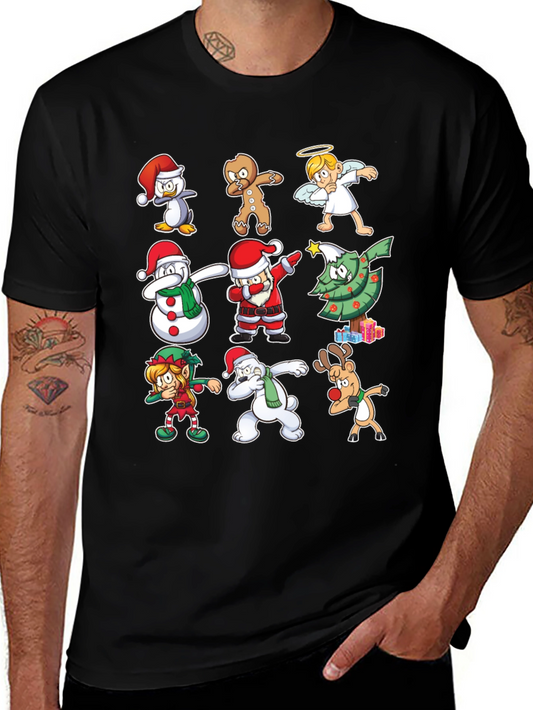 Christmas Dab Characters Black T-Shirt