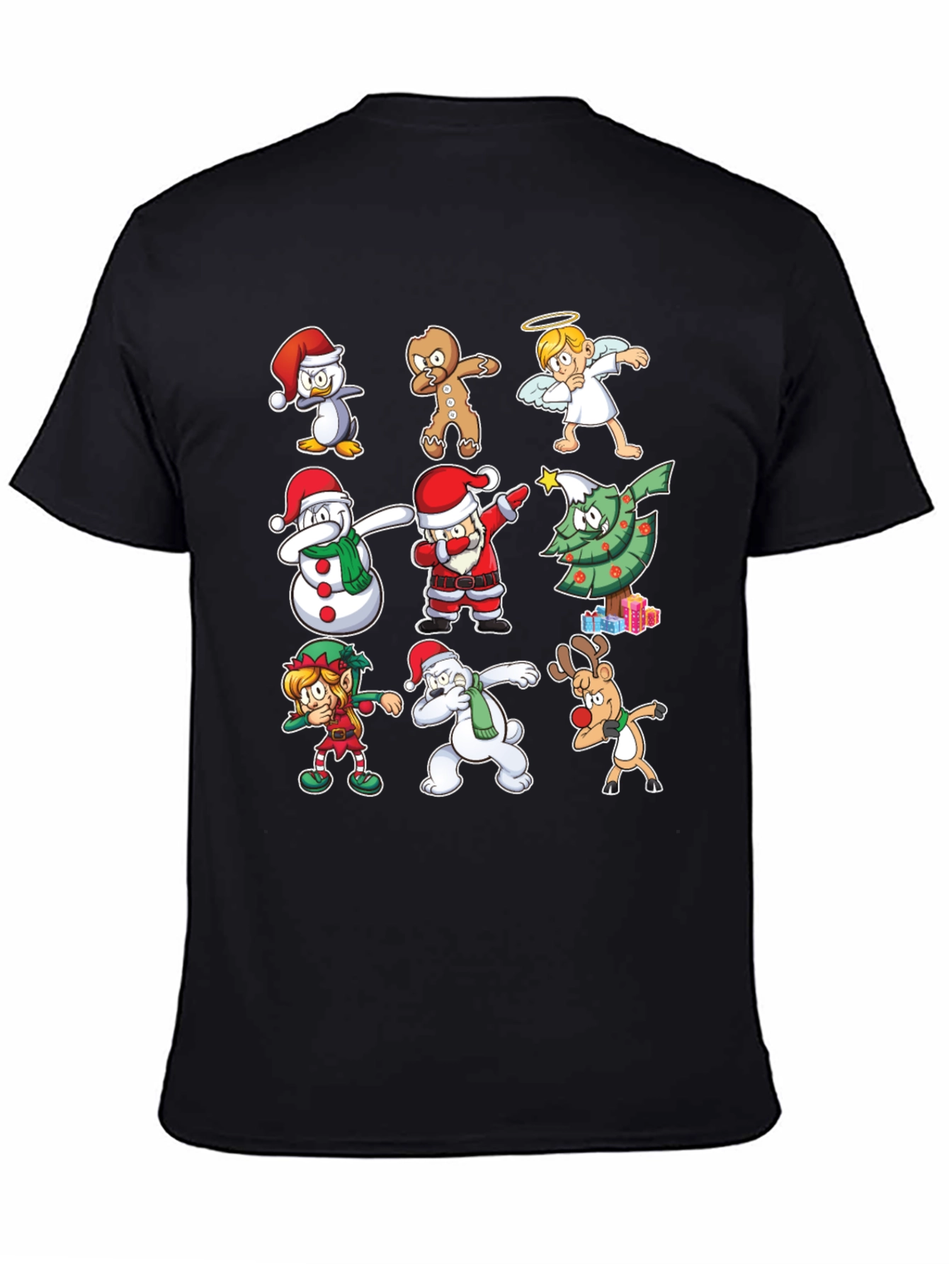 Christmas Dab Characters Black T-Shirt