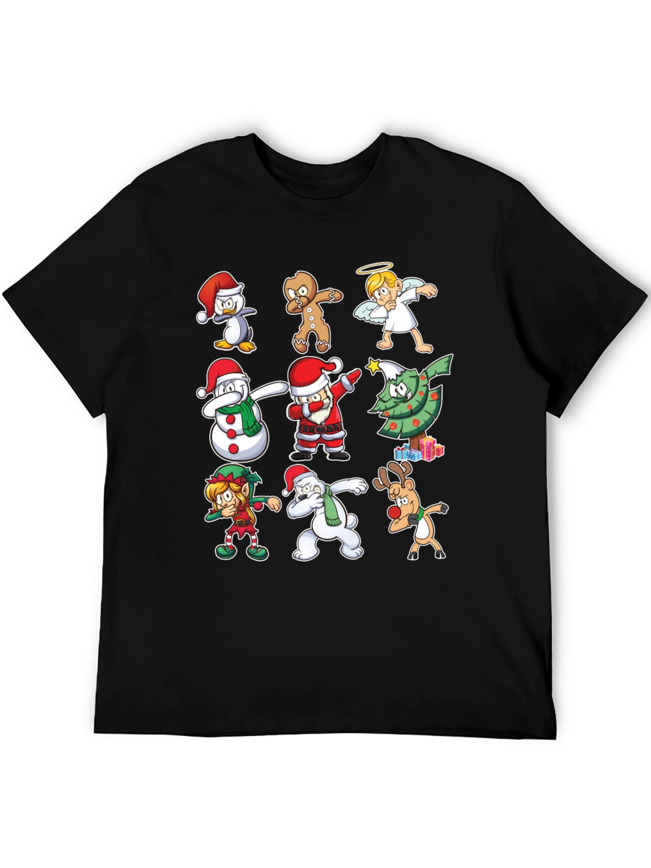 Christmas Dab Characters Black T-Shirt