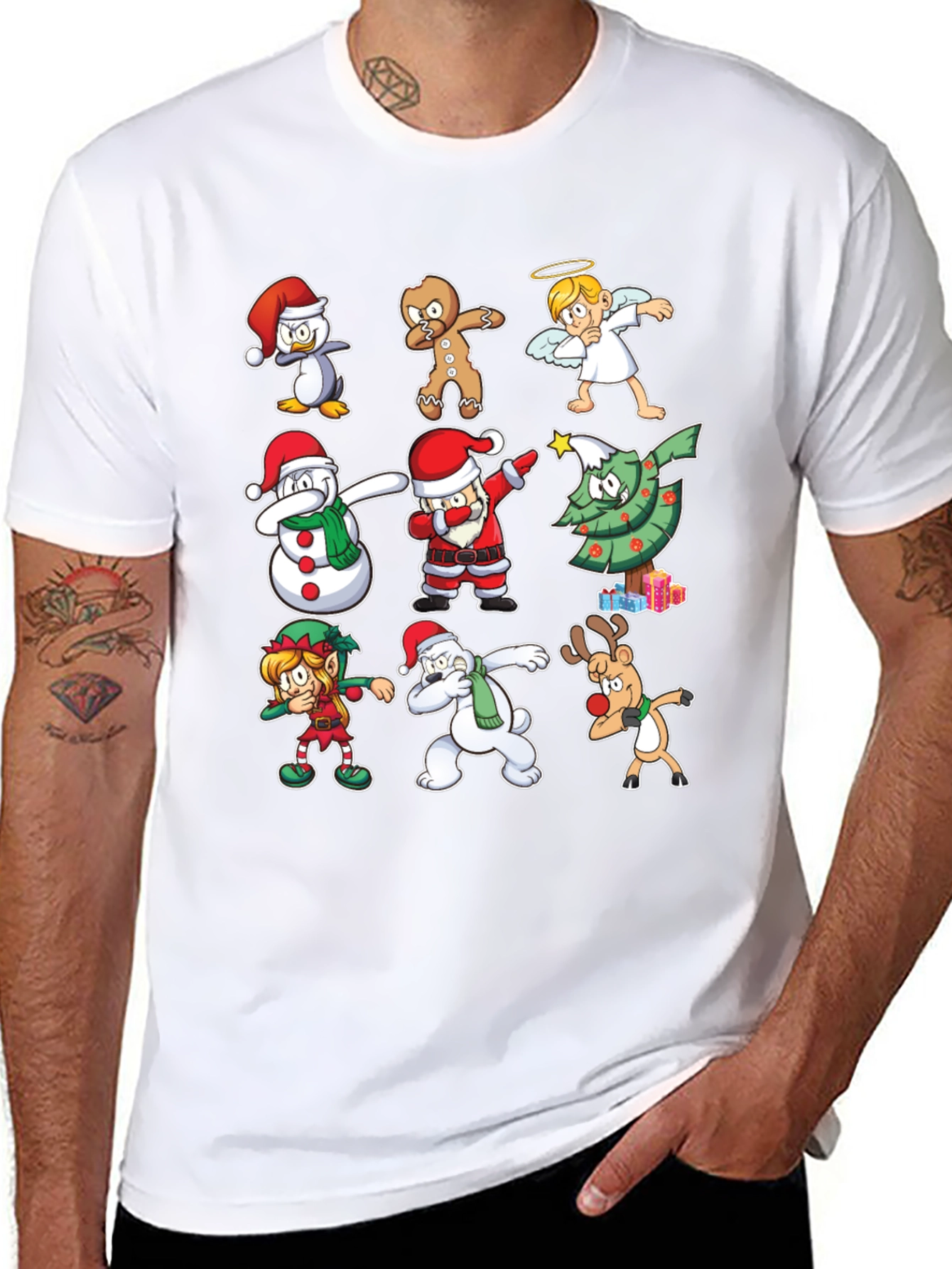 Christmas Dab Characters Black T-Shirt
