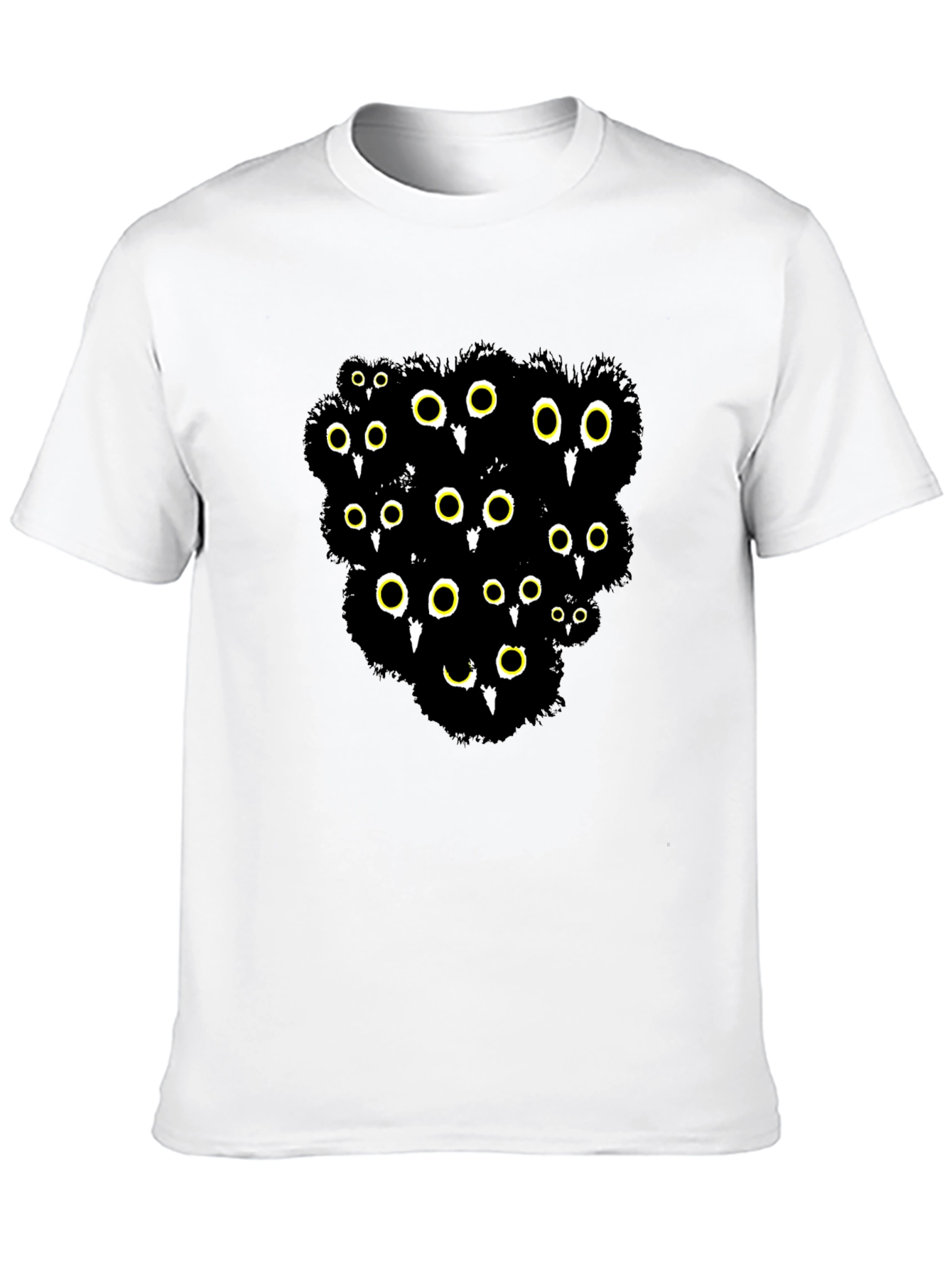 Black Cotton T-Shirt with Mysterious Eyes Graphic