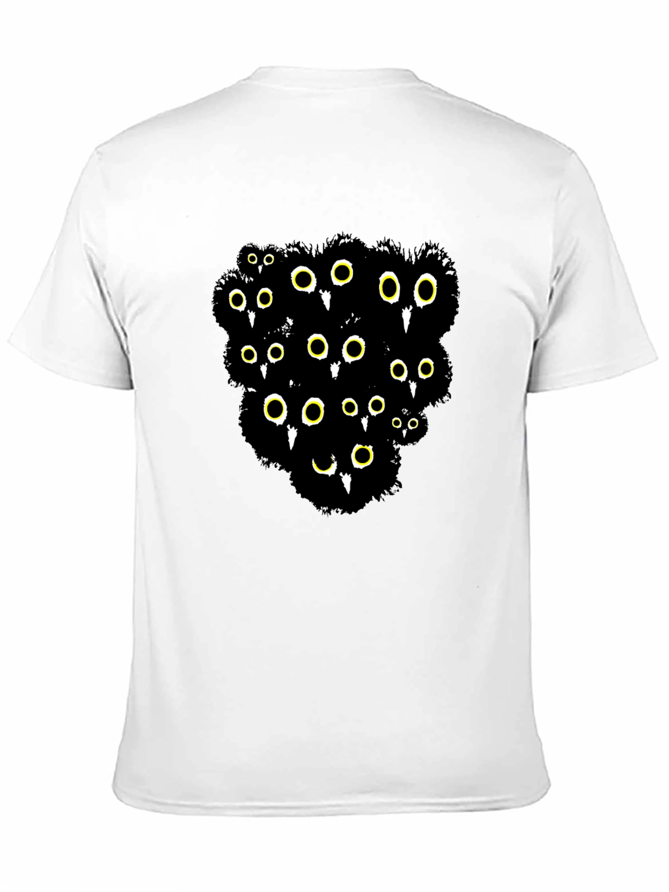 Black Cotton T-Shirt with Mysterious Eyes Graphic