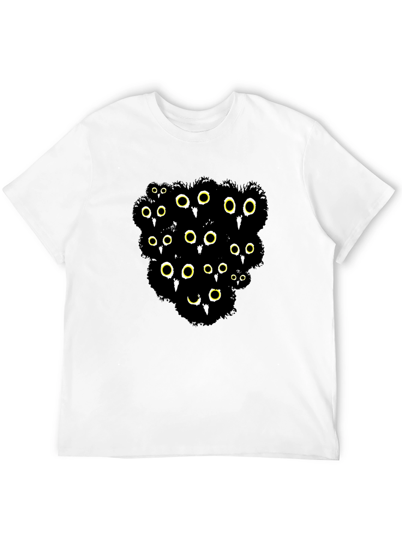 Black Cotton T-Shirt with Mysterious Eyes Graphic