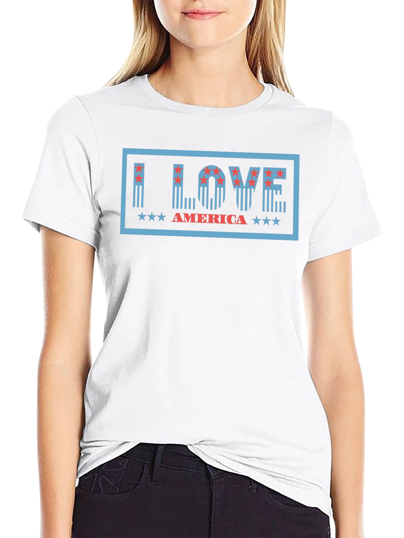 I Love America Graphic Tee - Patriotic Design