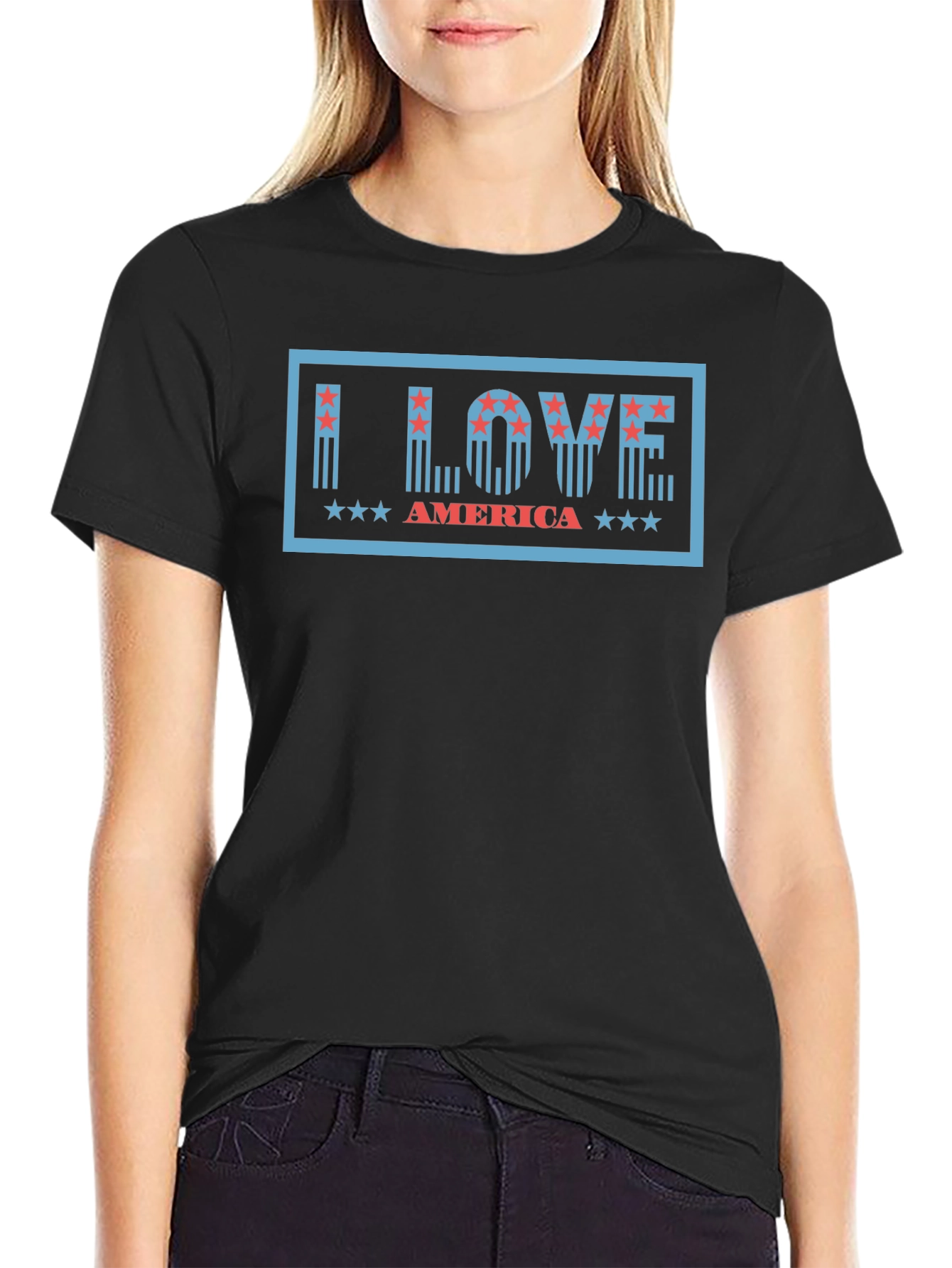 I Love America Graphic Tee - Patriotic Design