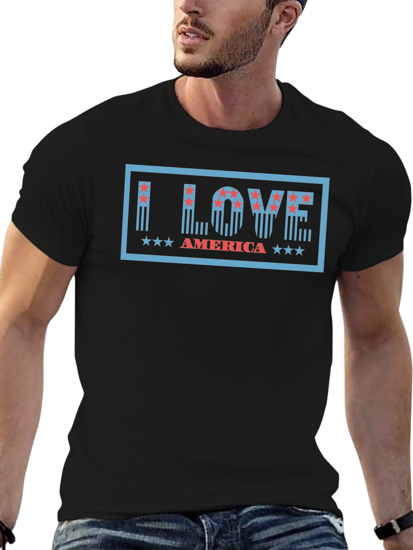 I Love America Graphic Tee - Patriotic Design