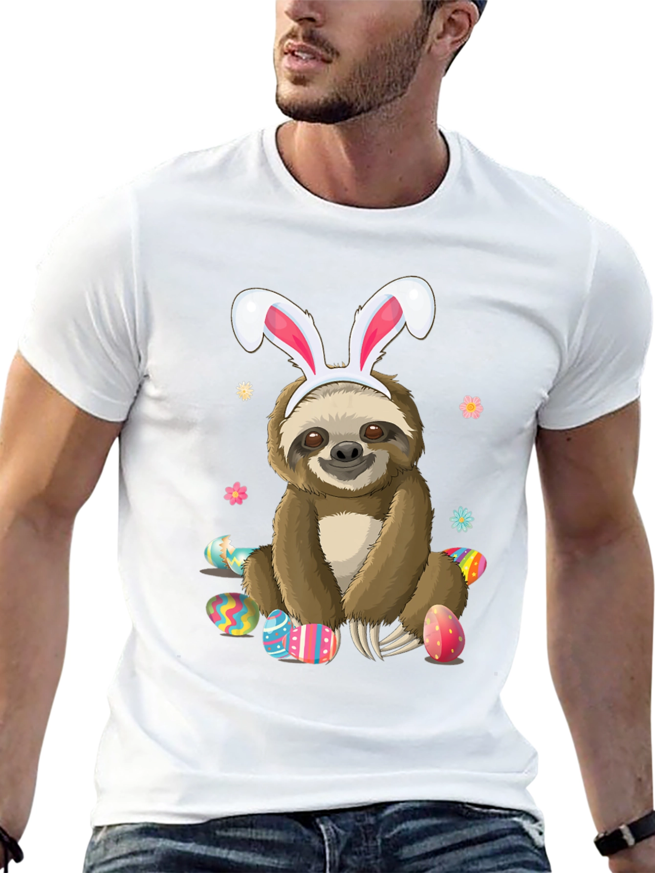 Easter Sloth T-Shirt - Cute Bunny Ears Holiday Tee