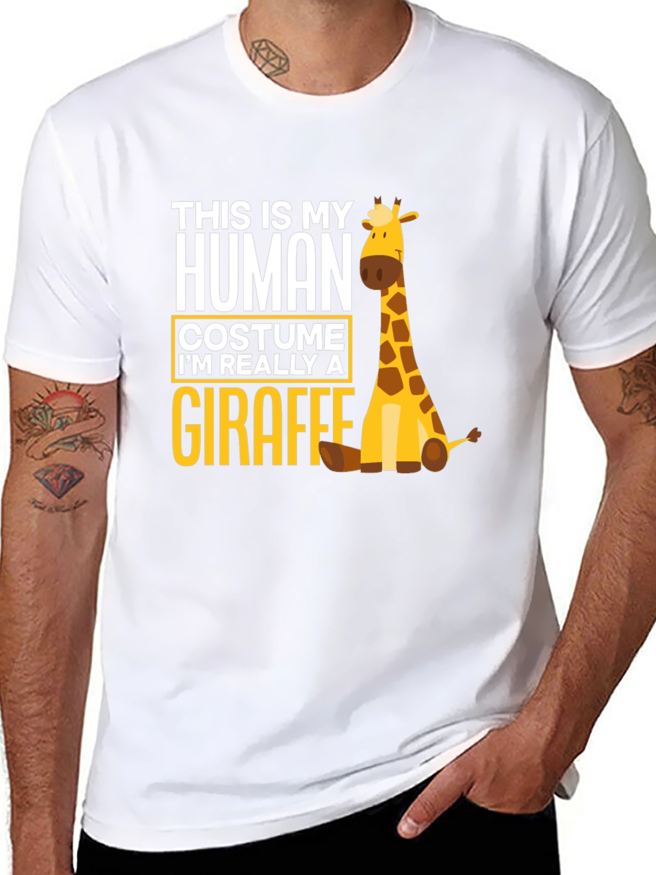Human Costume Giraffe T-Shirt - Funny Animal Tee