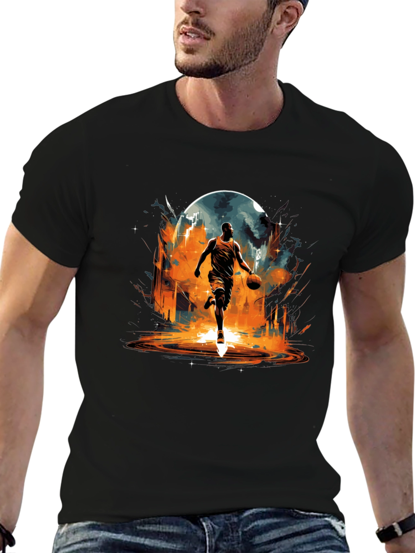 Basketball Player Graphic Tee - Black