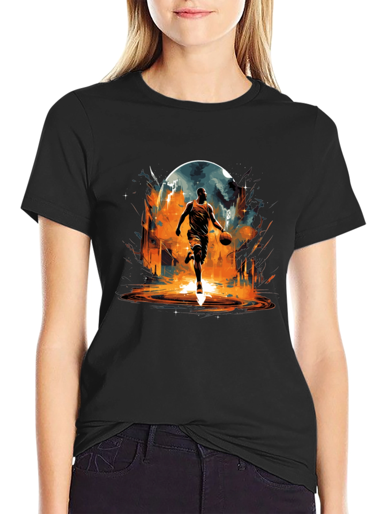 Basketball Player Graphic Tee - Black