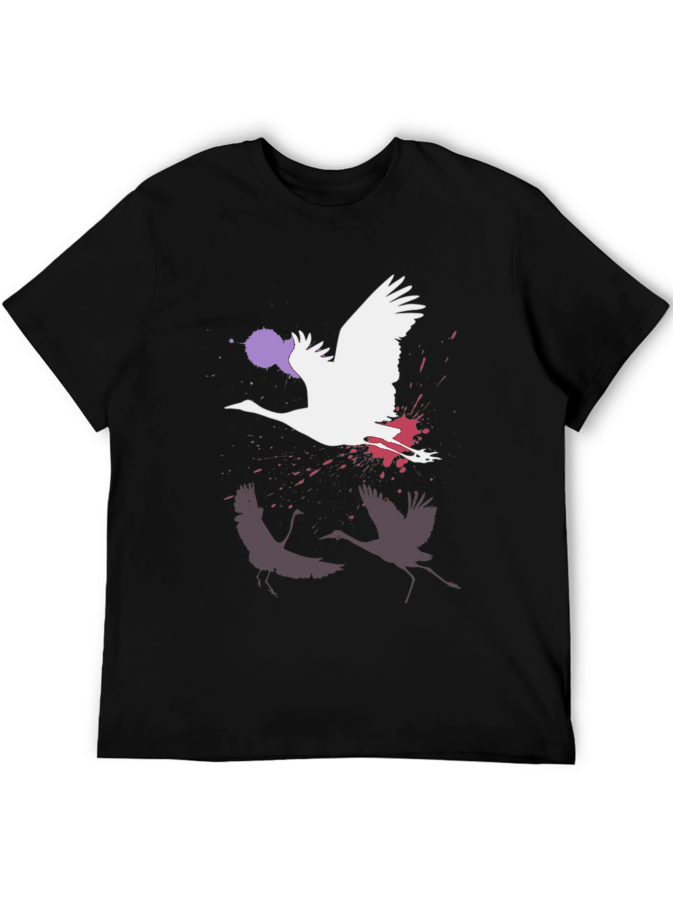 Crane Graphic Black T-Shirt | Modern Art Tee