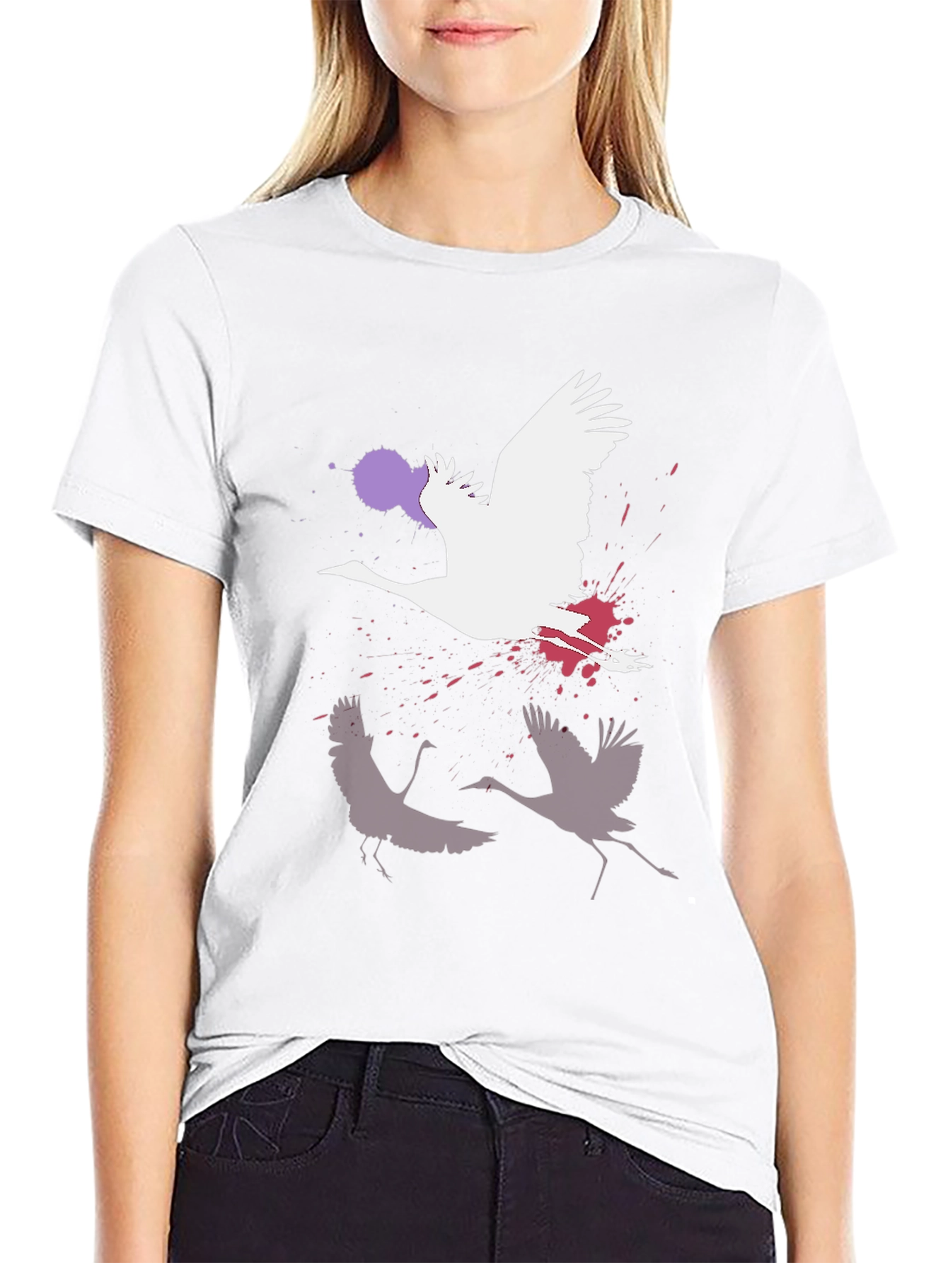 Crane Graphic Black T-Shirt | Modern Art Tee