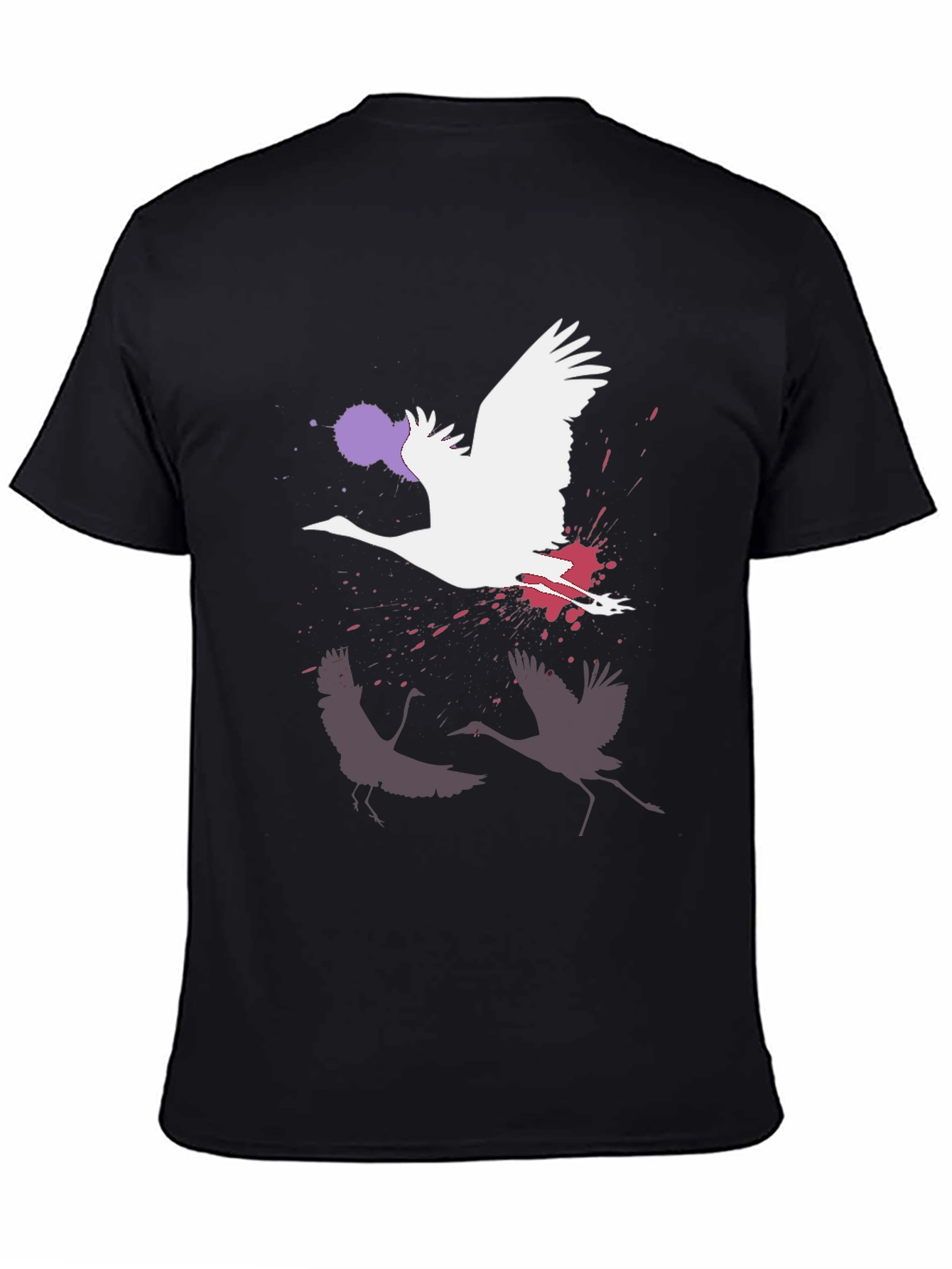 Crane Graphic Black T-Shirt | Modern Art Tee