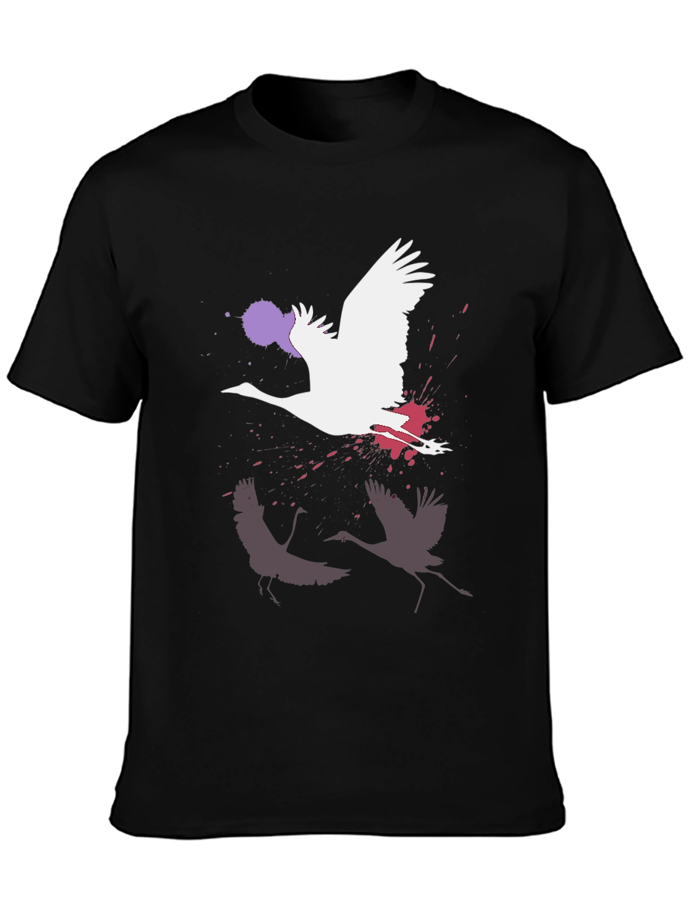 Crane Graphic Black T-Shirt | Modern Art Tee