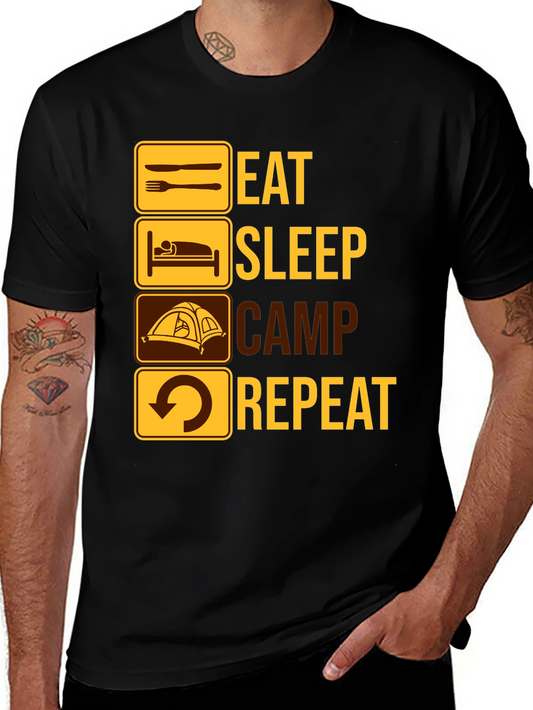 Eat Sleep Camp Repeat Graphic T-Shirt