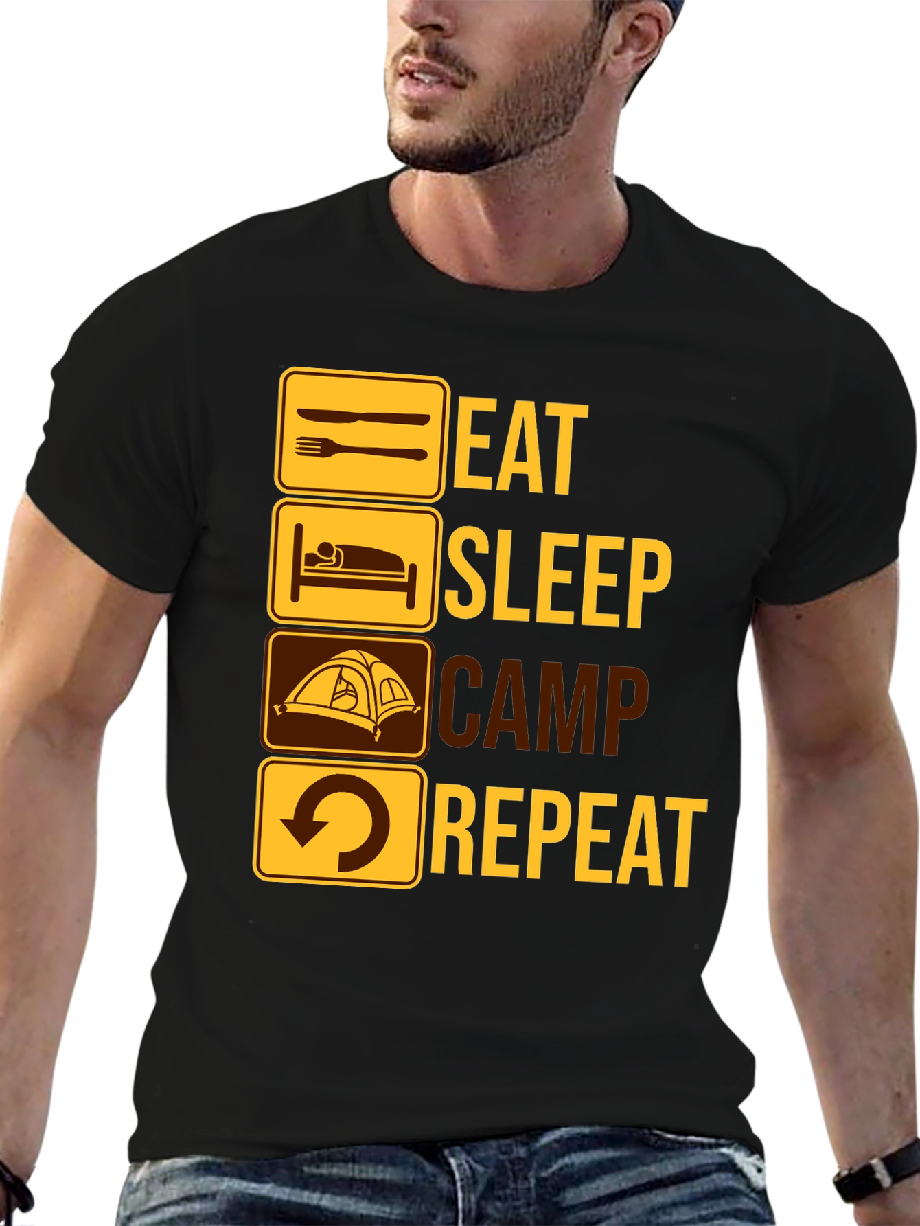 Eat Sleep Camp Repeat Graphic T-Shirt