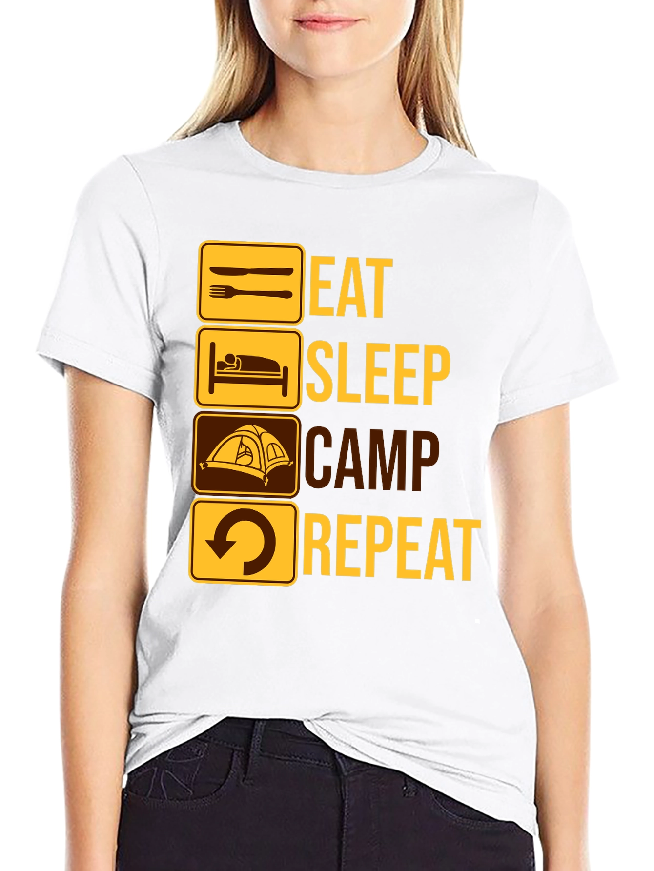 Eat Sleep Camp Repeat Graphic T-Shirt