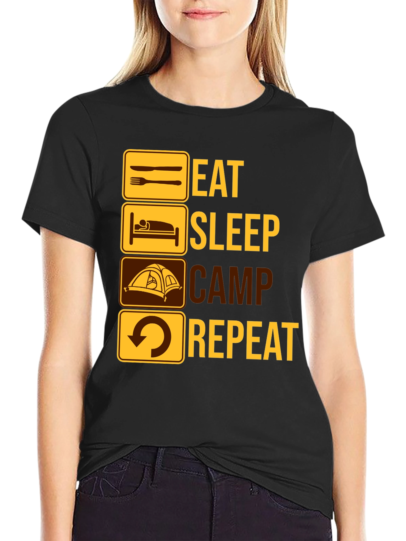 Eat Sleep Camp Repeat Graphic T-Shirt