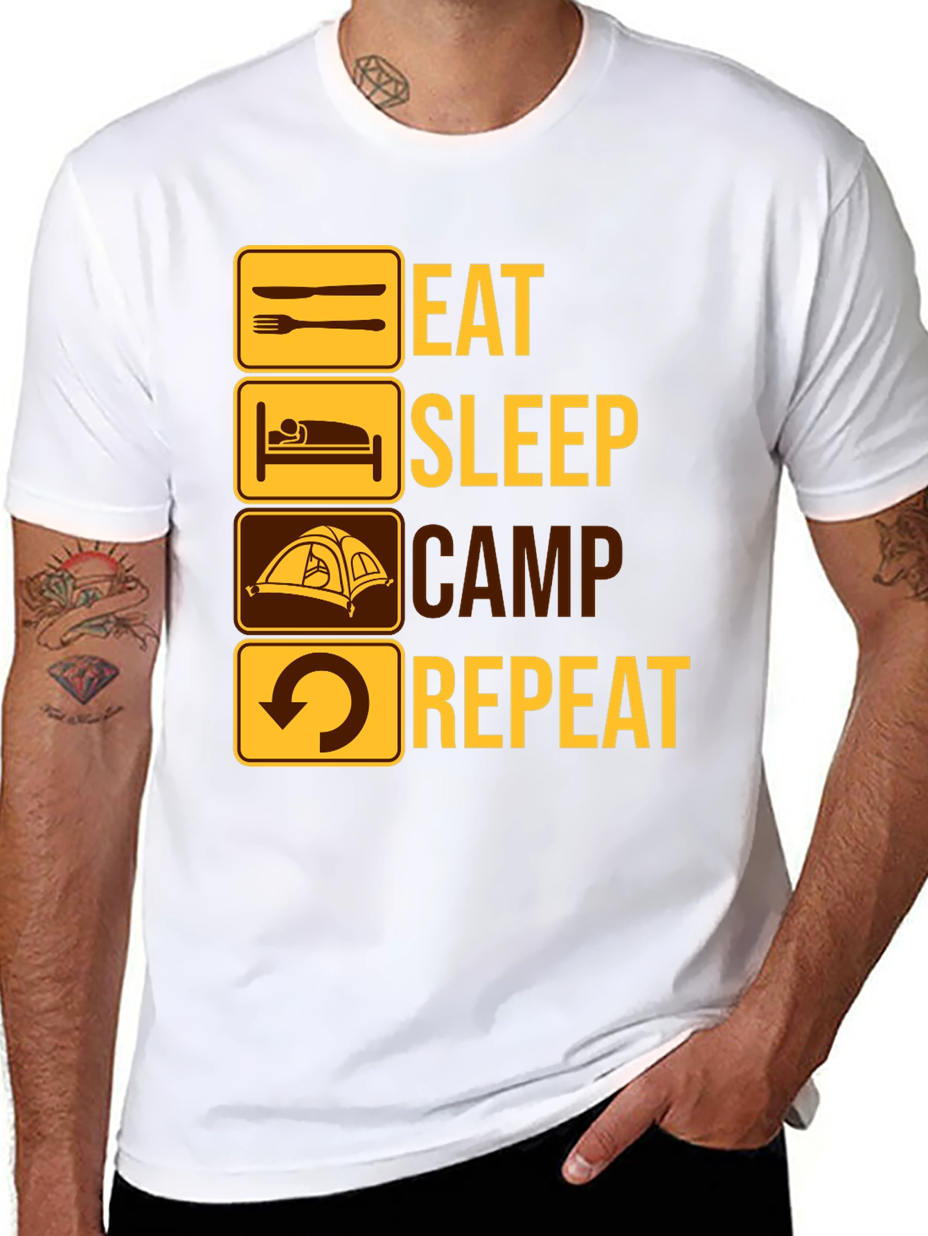 Eat Sleep Camp Repeat Graphic T-Shirt