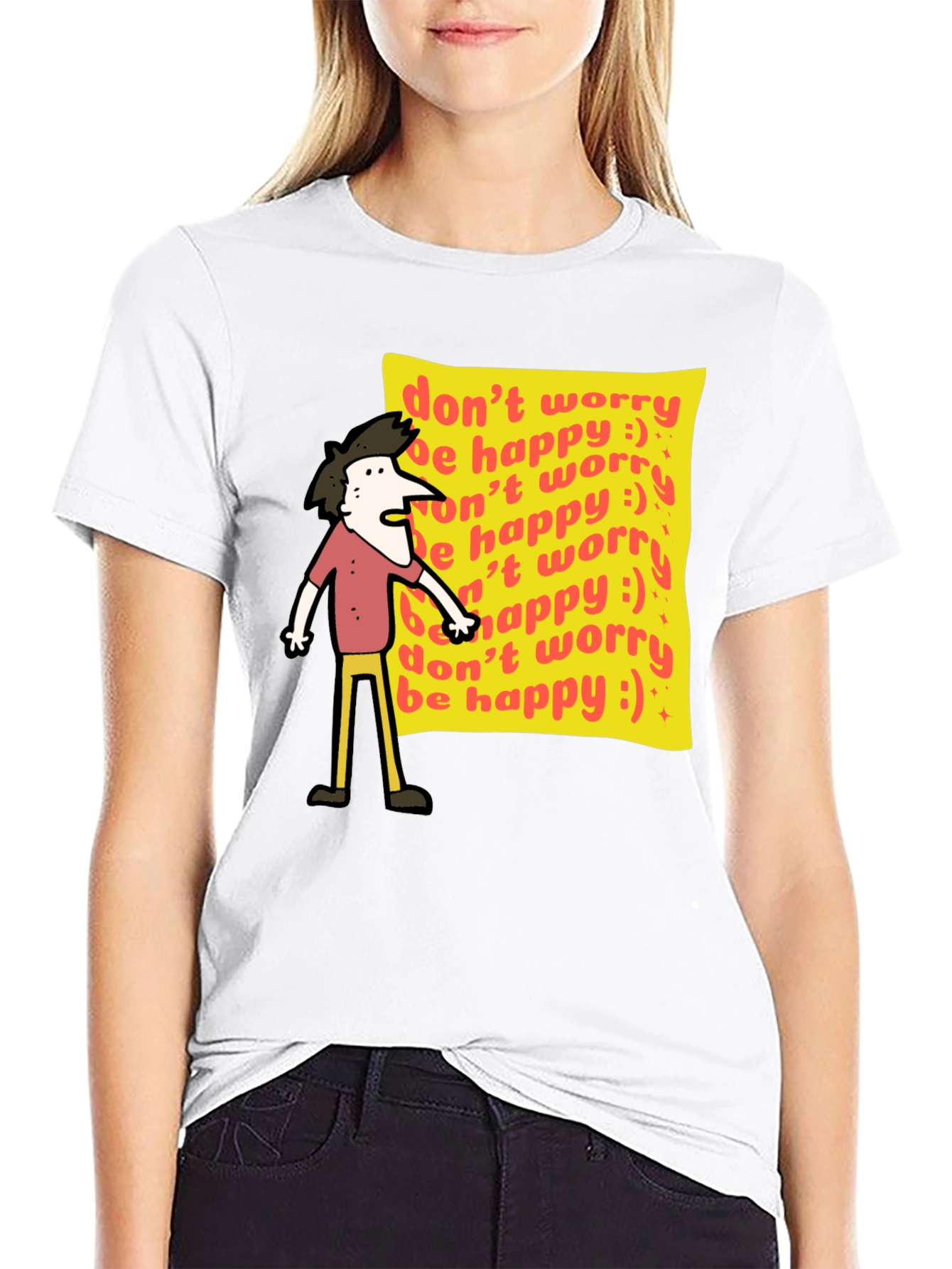 Dont Worry Be Happy Graphic Tee - Black