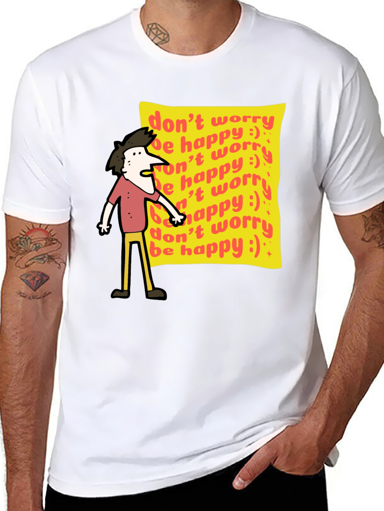 Dont Worry Be Happy Graphic Tee - Black