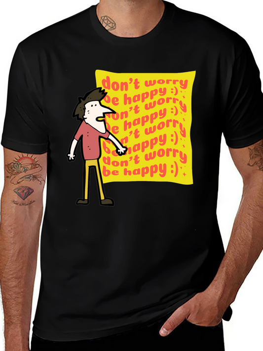 Dont Worry Be Happy Graphic Tee - Black