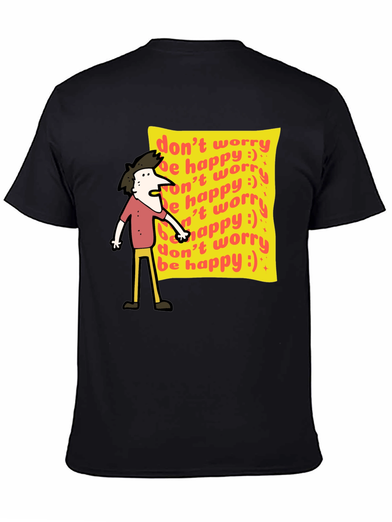 Dont Worry Be Happy Graphic Tee - Black