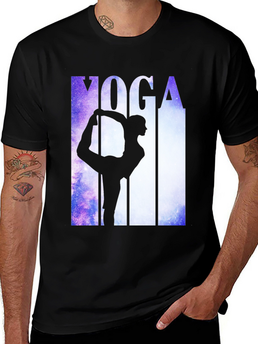 Yoga Pose Graphic Tee - Black Cotton Blend