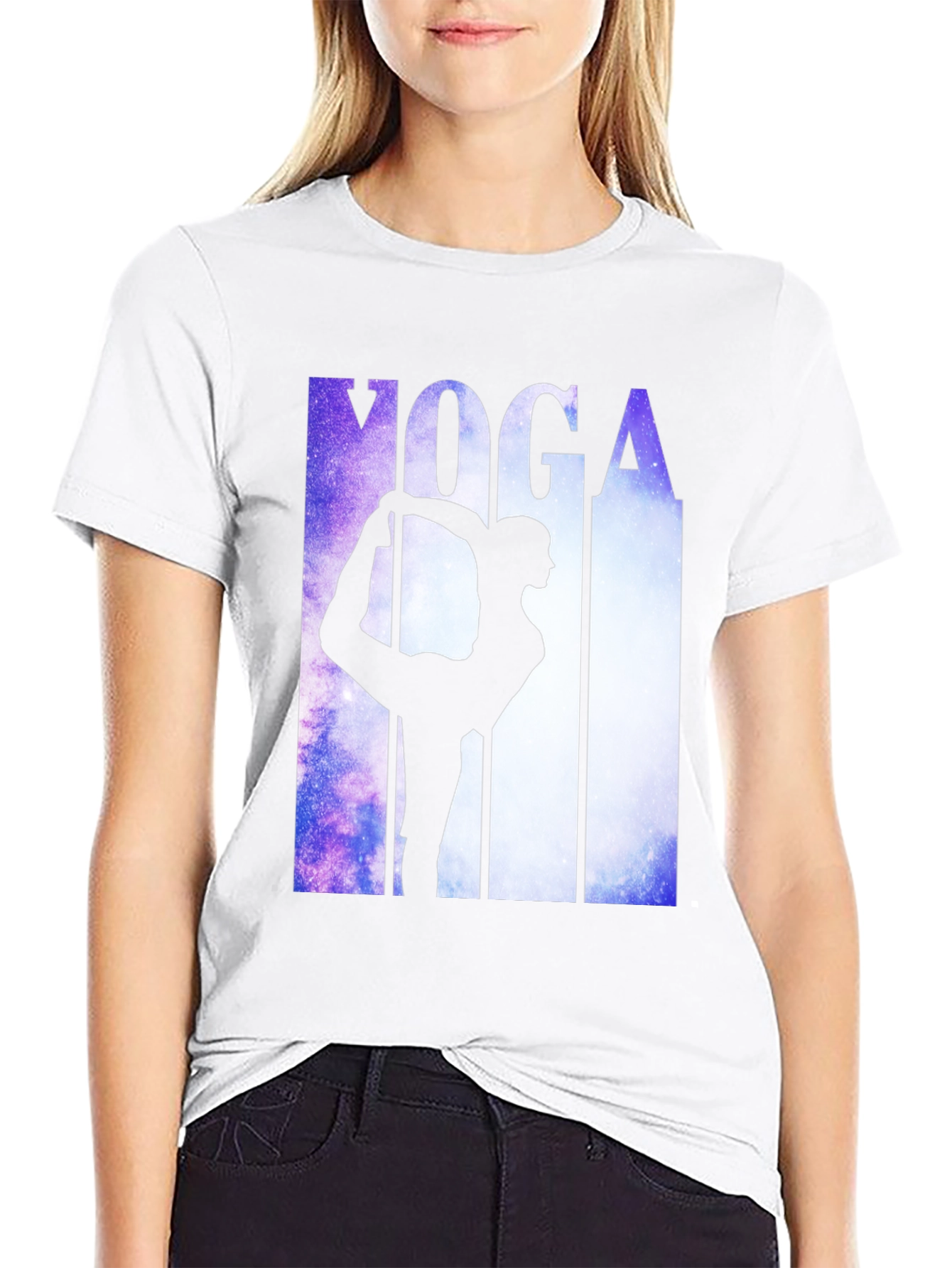 Yoga Pose Graphic Tee - Black Cotton Blend