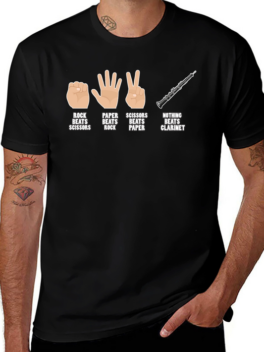 Rock Paper Scissors Clarinet T-Shirt Funny Musician Tee