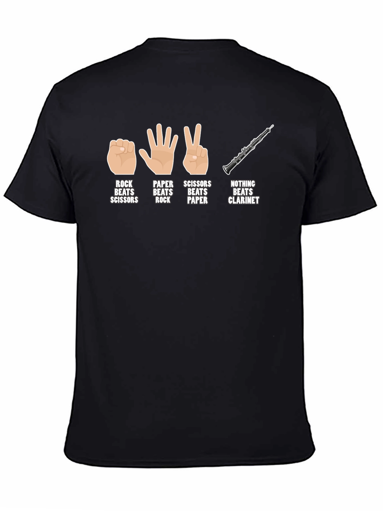 Rock Paper Scissors Clarinet T-Shirt Funny Musician Tee