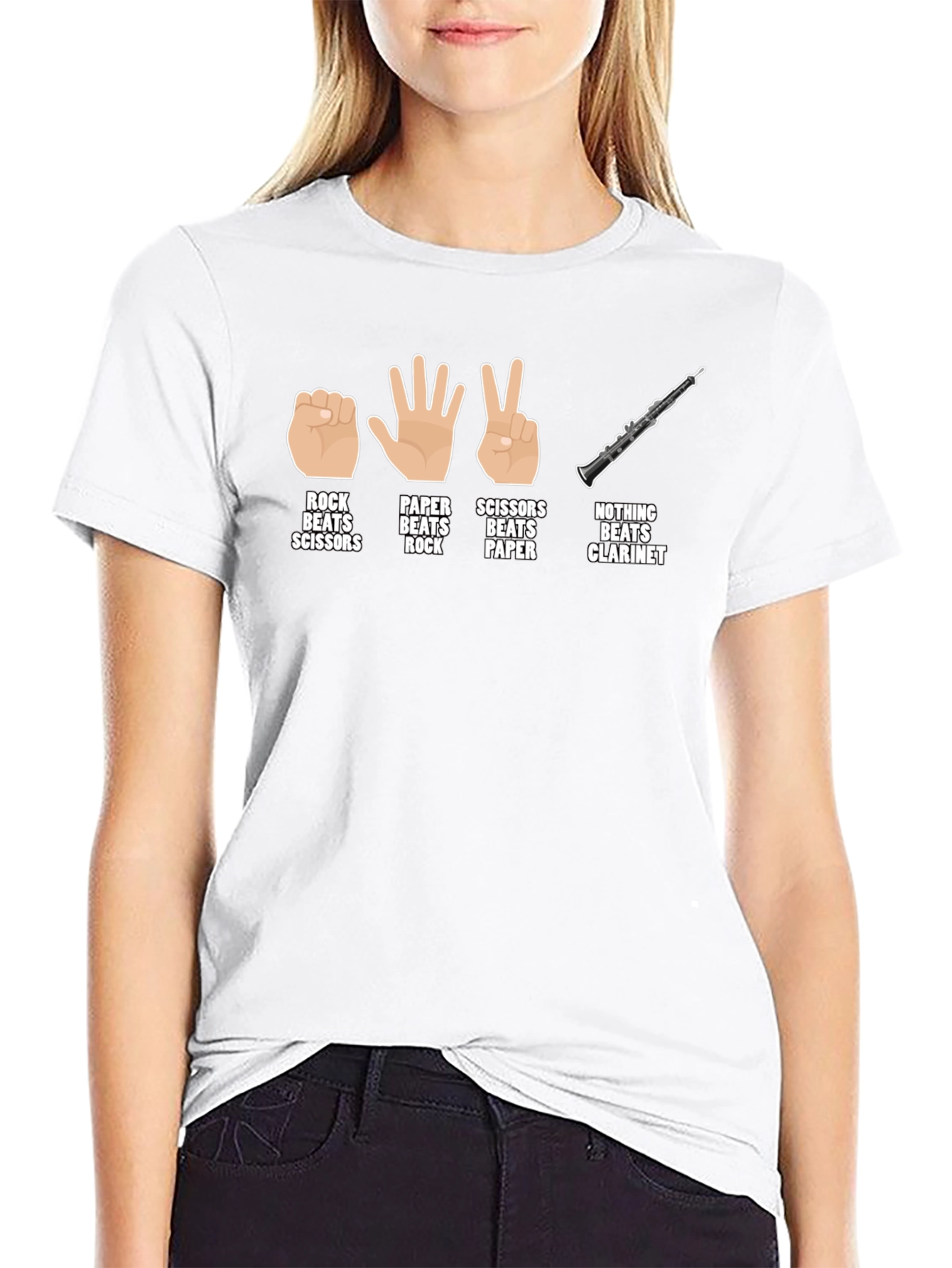 Rock Paper Scissors Clarinet T-Shirt Funny Musician Tee
