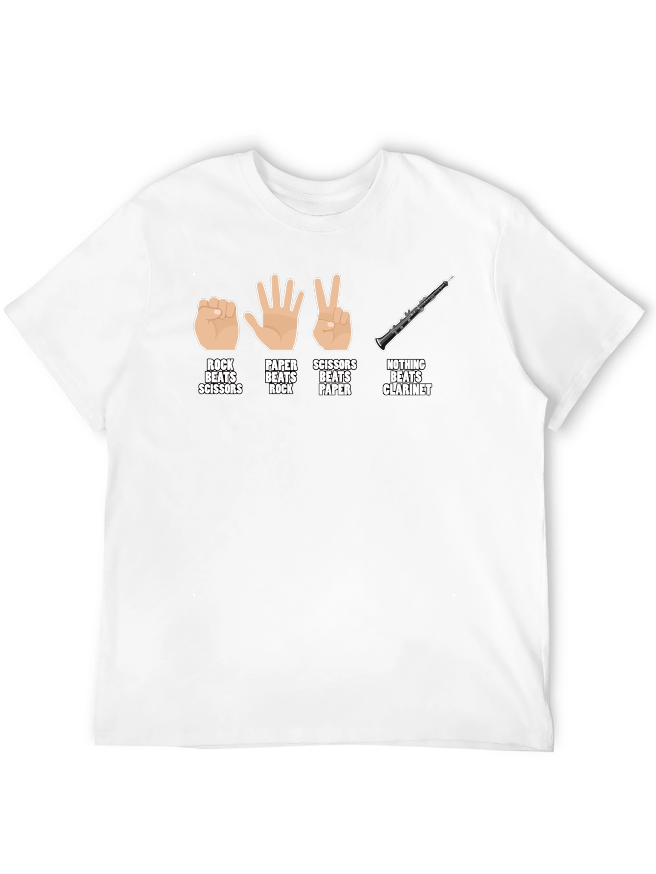 Rock Paper Scissors Clarinet T-Shirt Funny Musician Tee